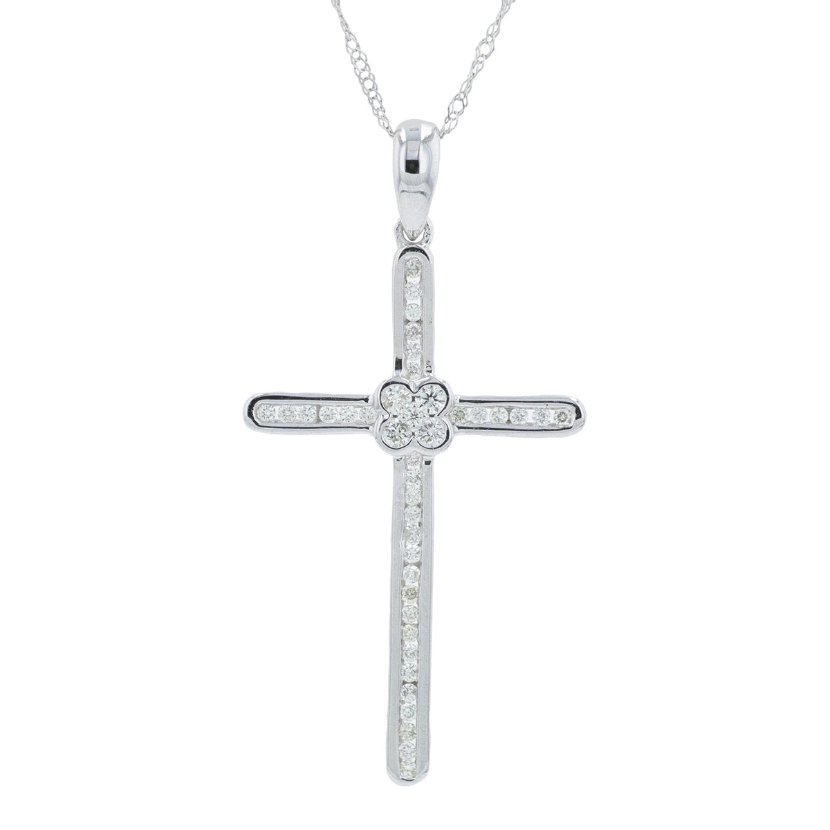 14K WG .27 CTW Diamond Cross Pendant