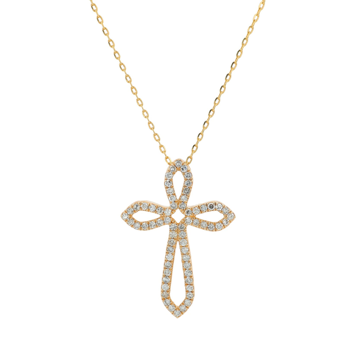 10K YG .50 CT Diamond Cross Pendant