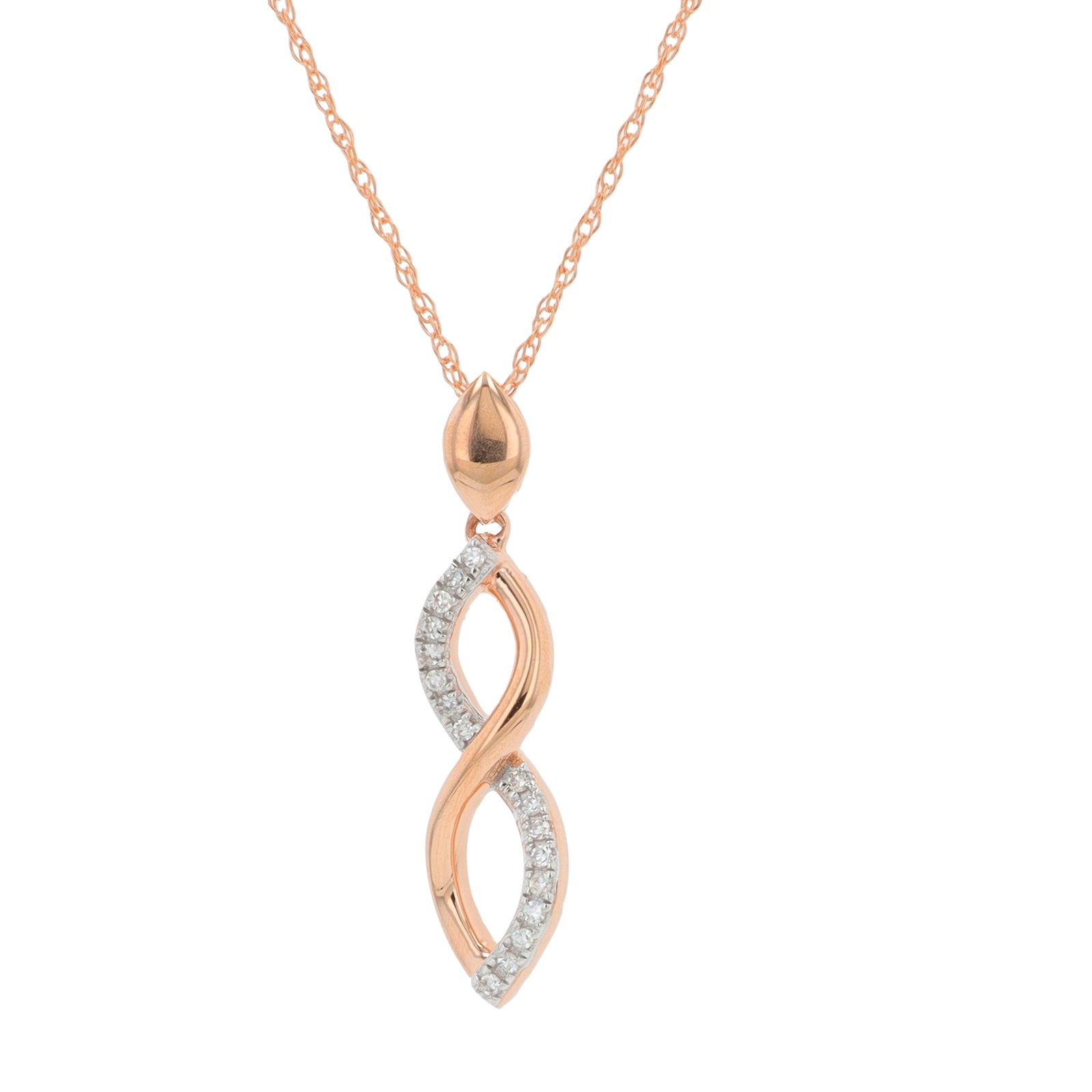 14K RG .05 CT Diamond Infinity Pendant