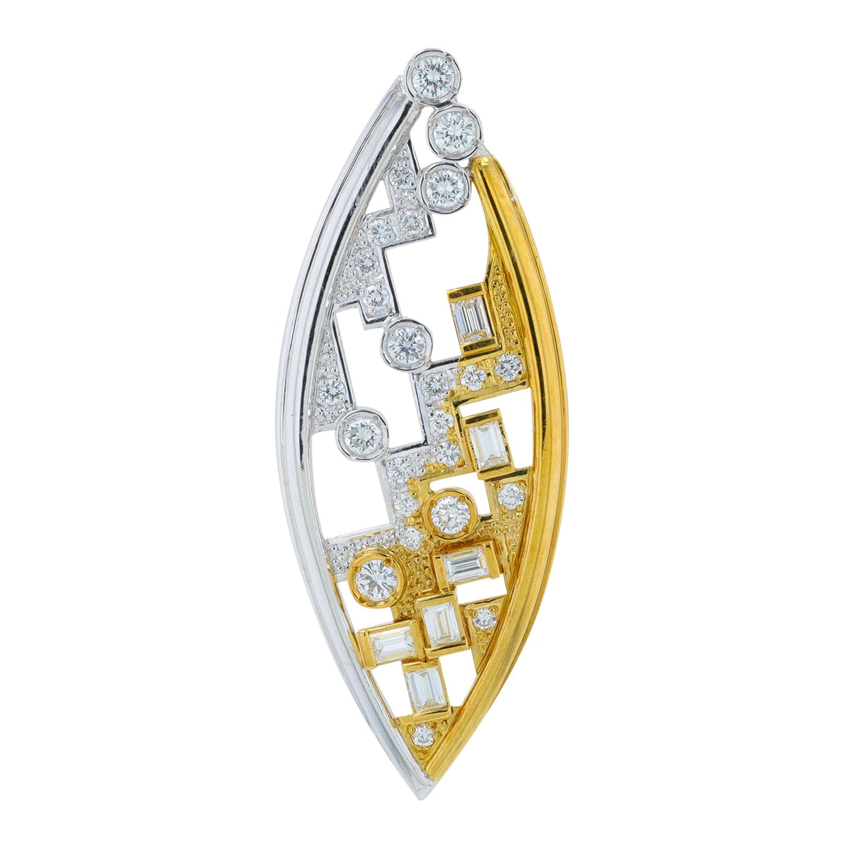 18K YG/PT900 1.34 CTW Diamond Pendant