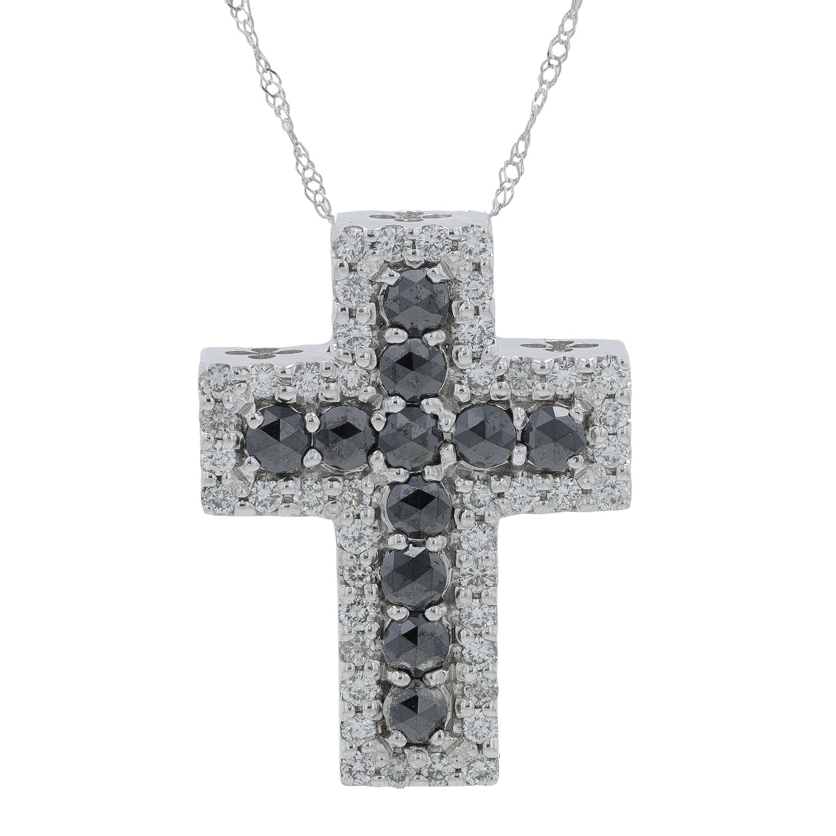 18K WG 1.50 CTW Diamond Cross Pendant