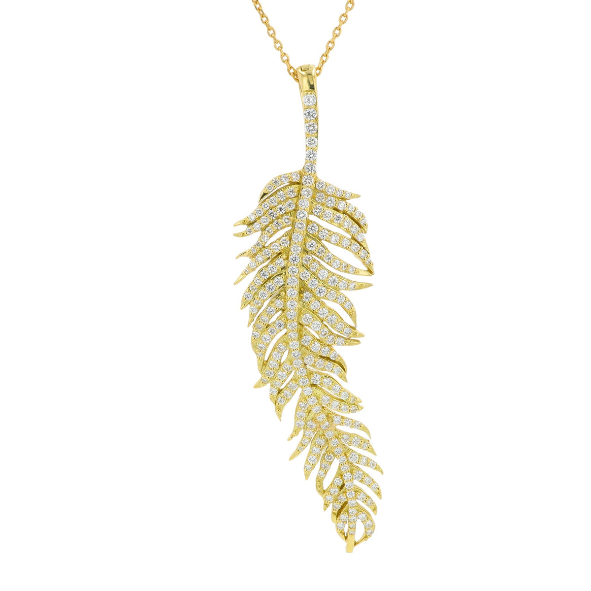 18K YG Penny Preville 1.70 CTW Diamond Feather Pendant