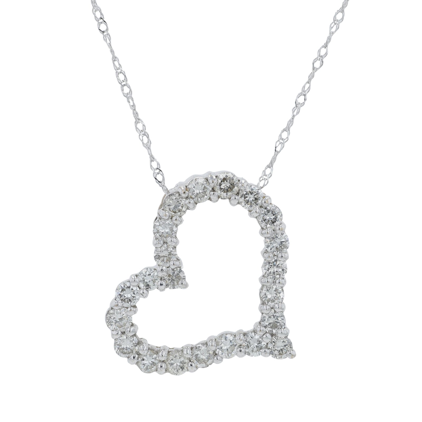 18K WG 1 CTW Diamond Heart Pendant