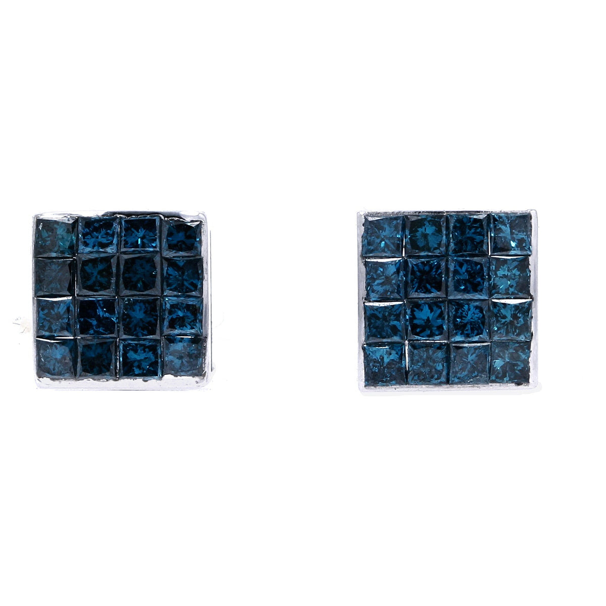 14K WG Treated Blue Diamond Studs