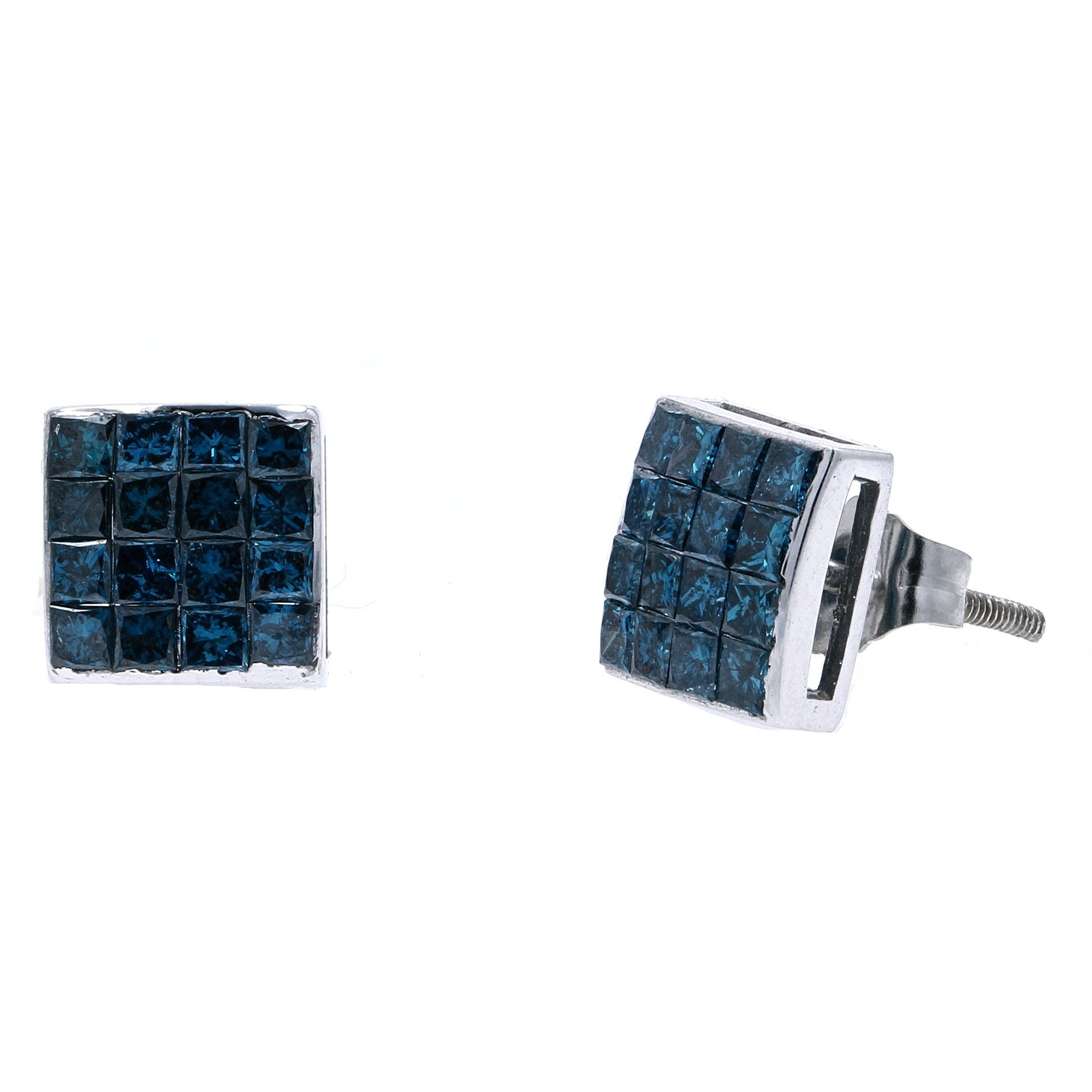 14K WG Treated Blue Diamond Studs