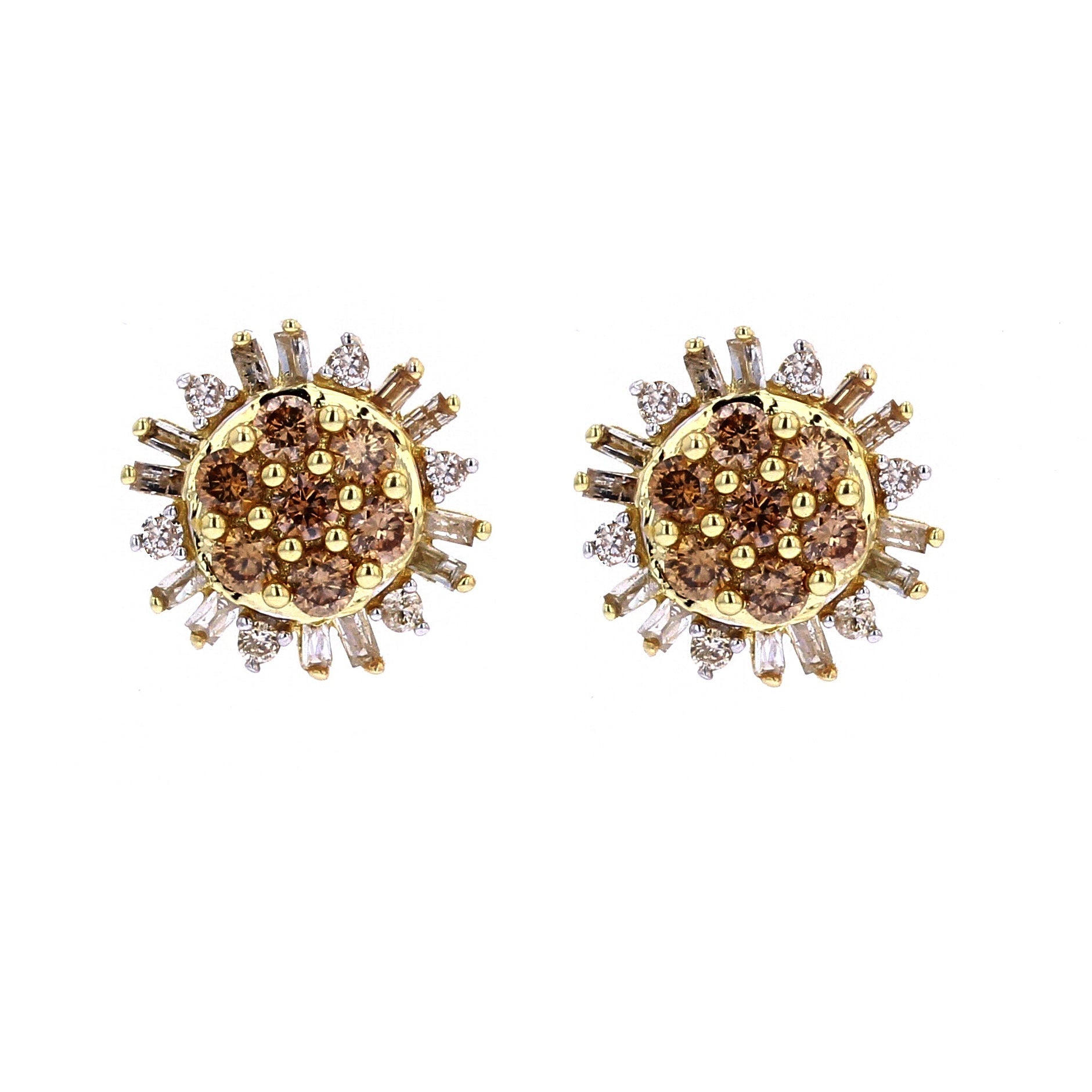 10K YG Diamond Burst Studs