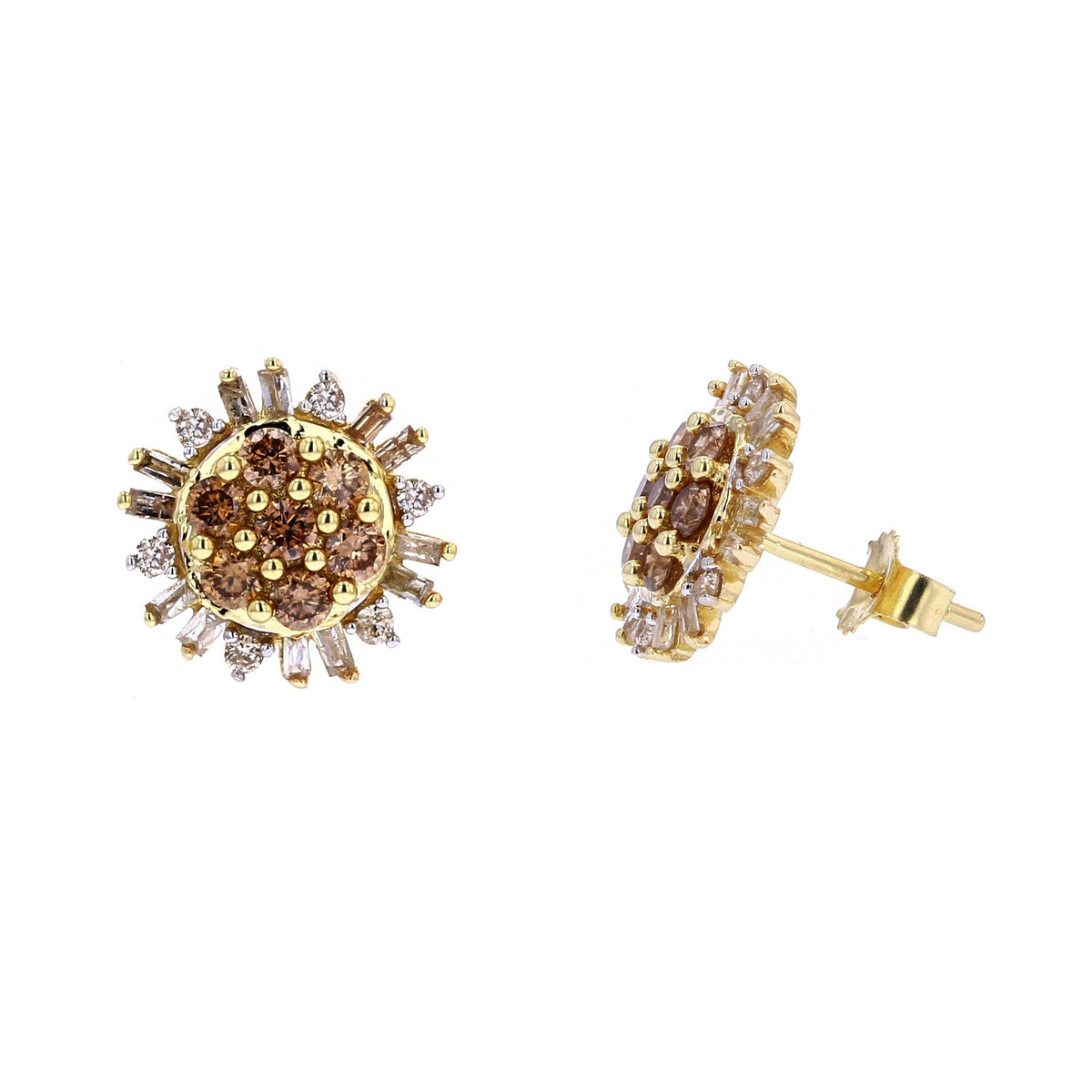 10K YG Diamond Burst Studs