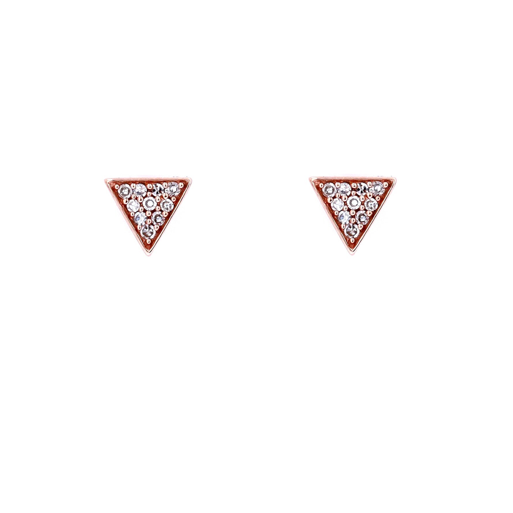 10K RG Diamond Triangle Studs