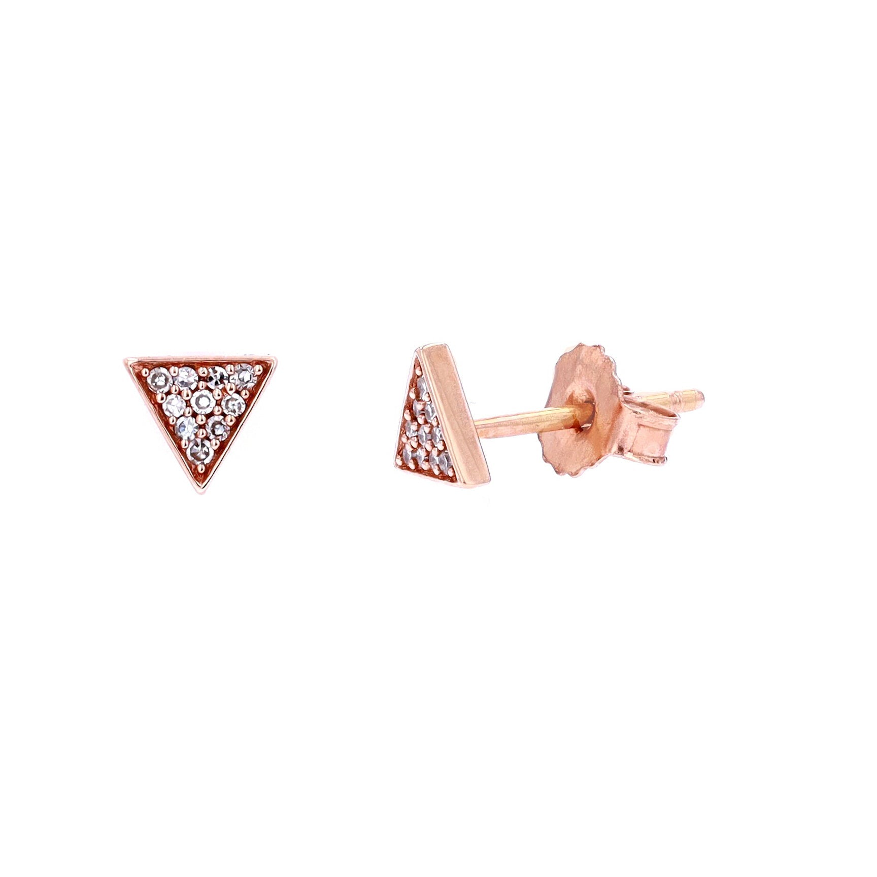 10K RG Diamond Triangle Studs