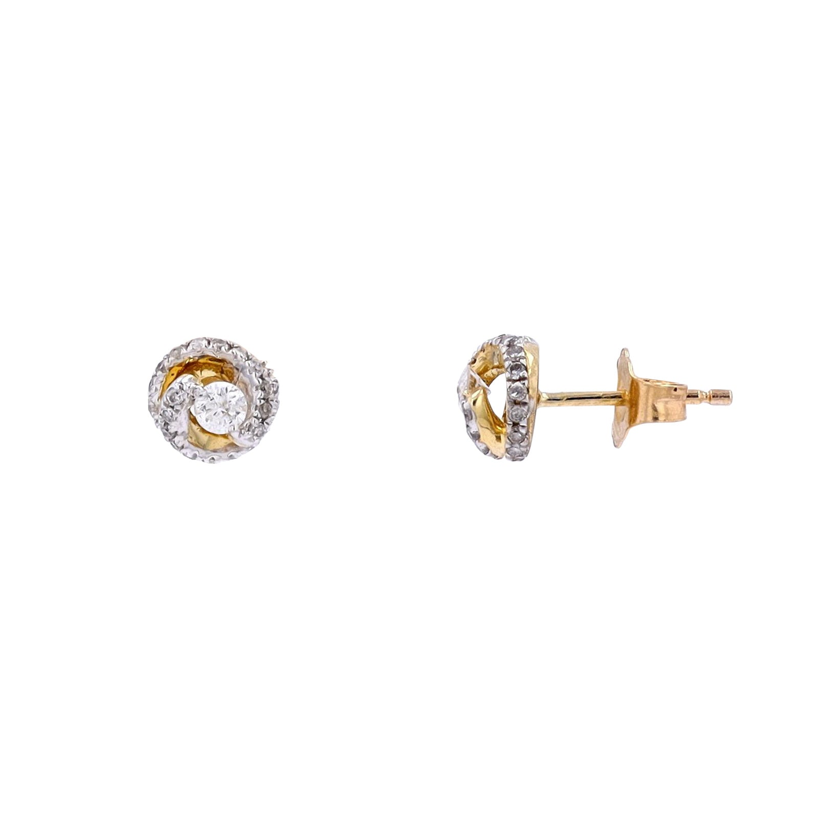 10K YG 1/2 CTW Bypass Halo Diamond Studs