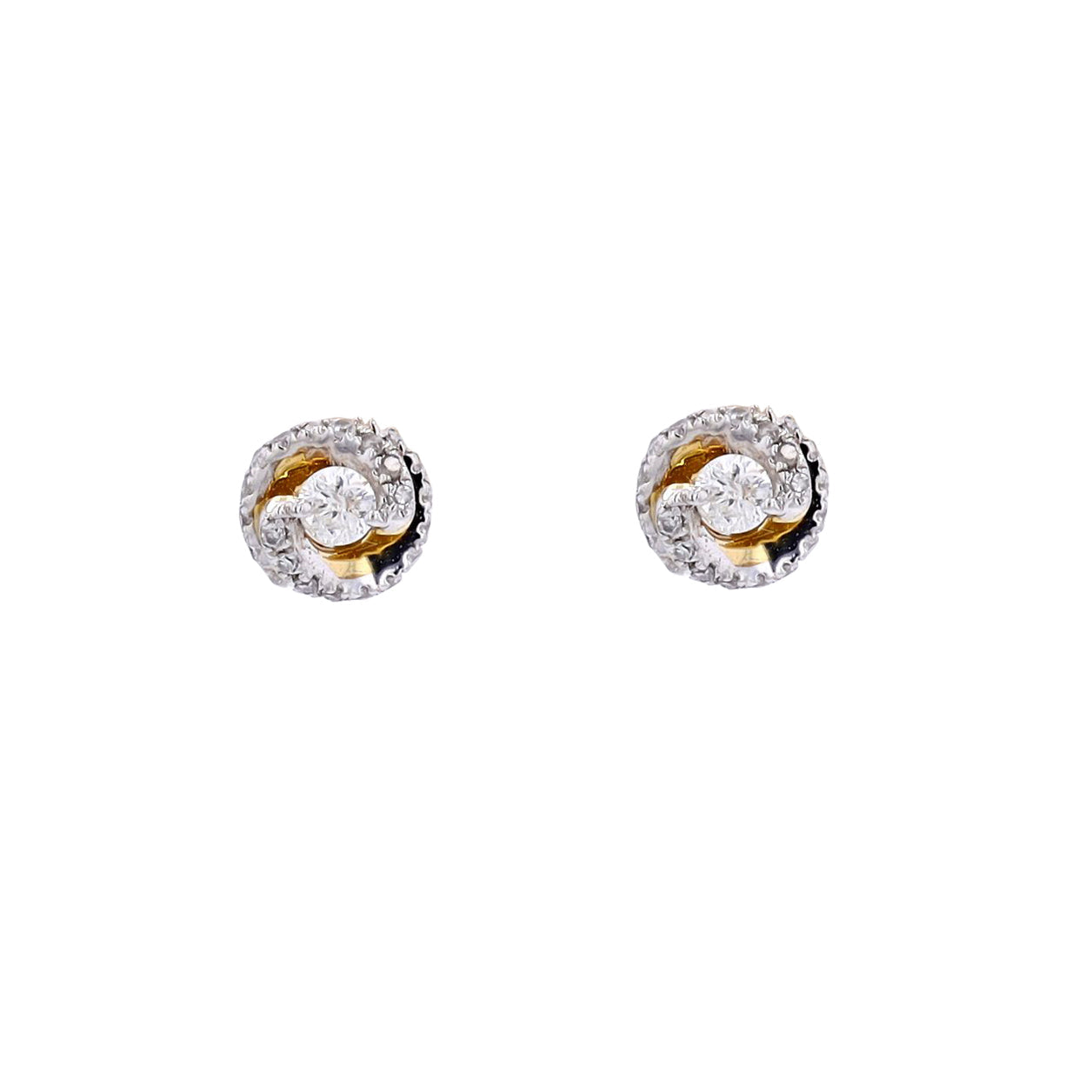 10K YG 1/2 CTW Bypass Halo Diamond Studs