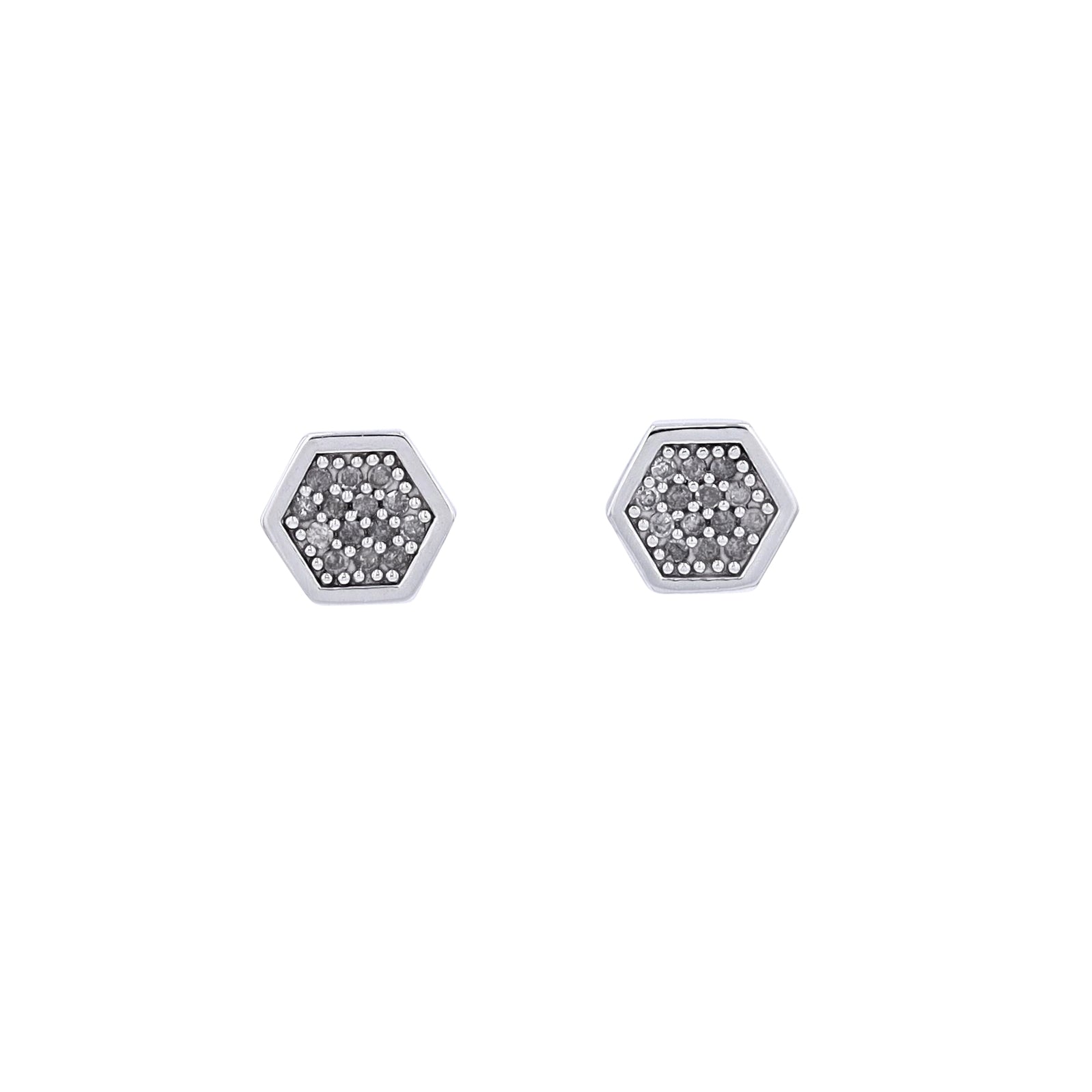 10K WG Hexagon Cluster Studs