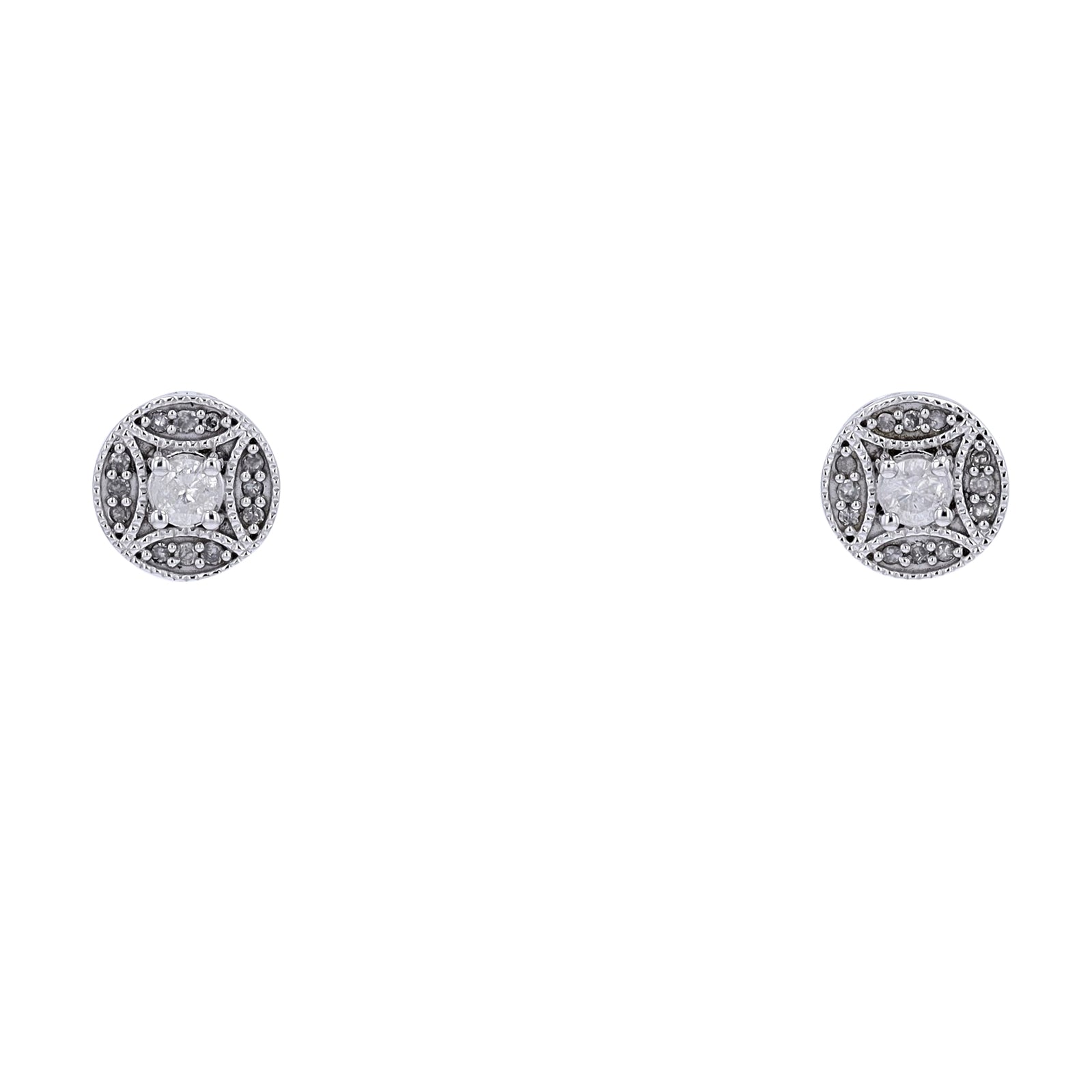10K WG 1/4 CT Diamond Halo Studs