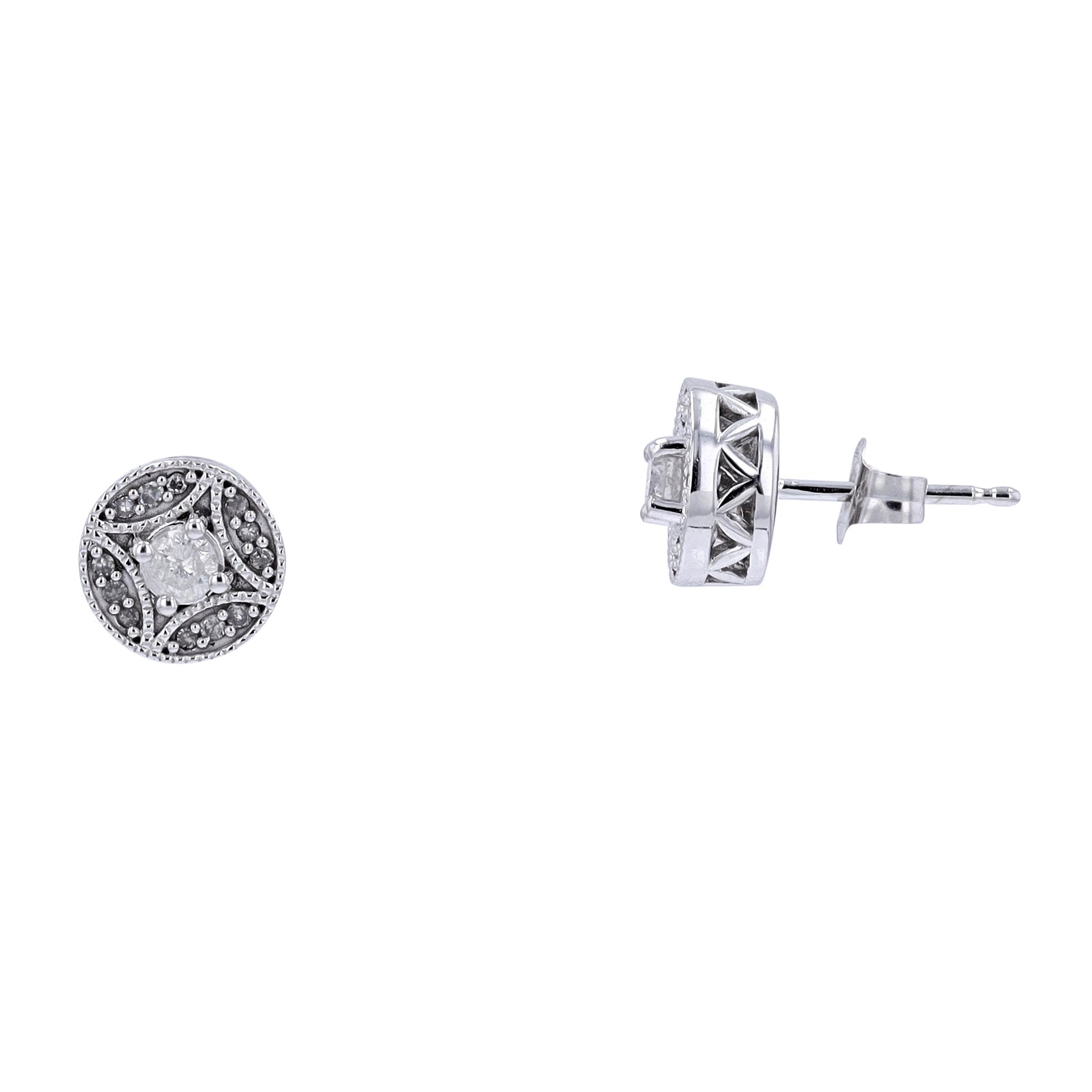 10K WG 1/4 CT Diamond Halo Studs