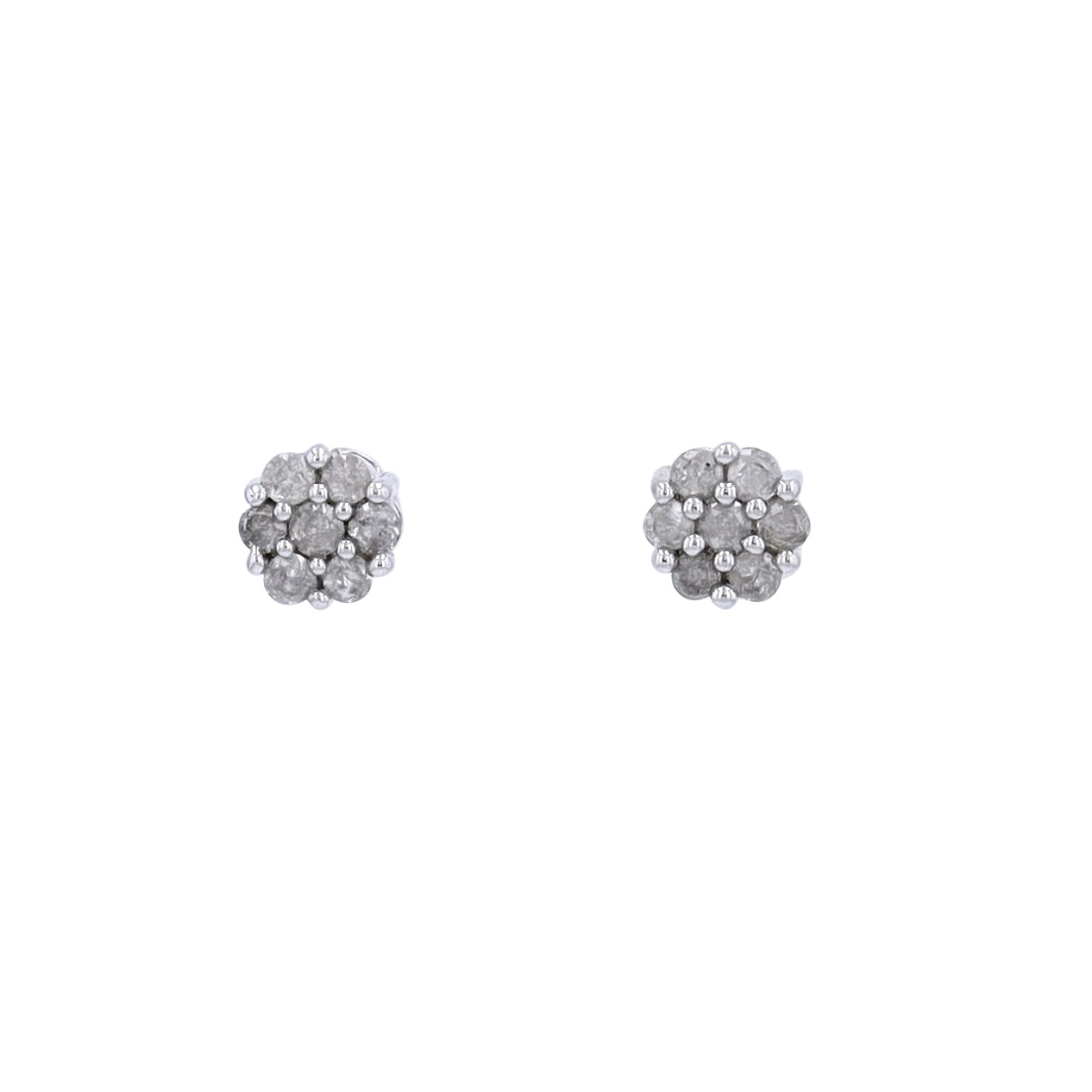 10K WG 1/4 CT Diamond Cluster Studs