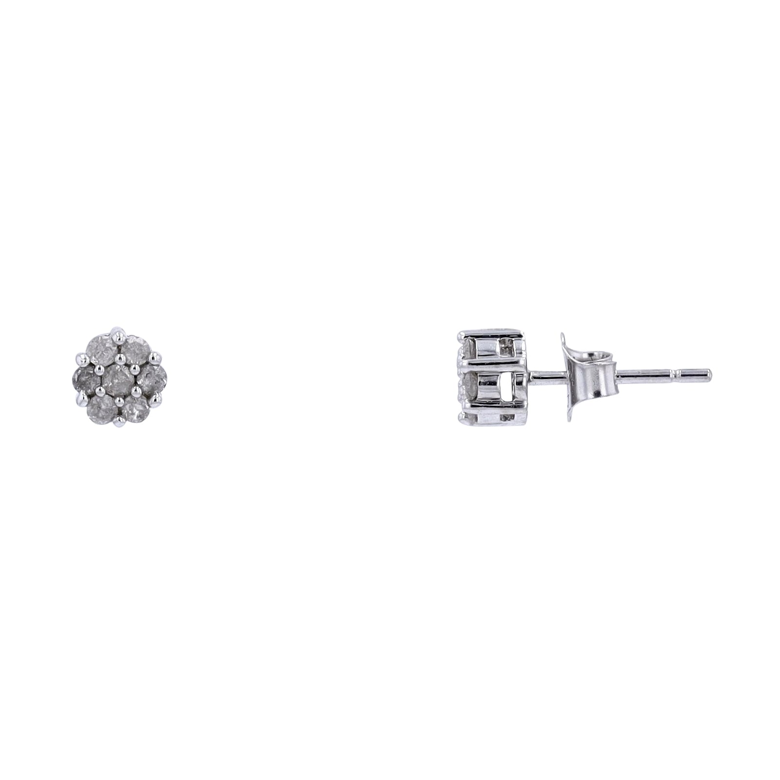 10K WG 1/4 CT Diamond Cluster Studs
