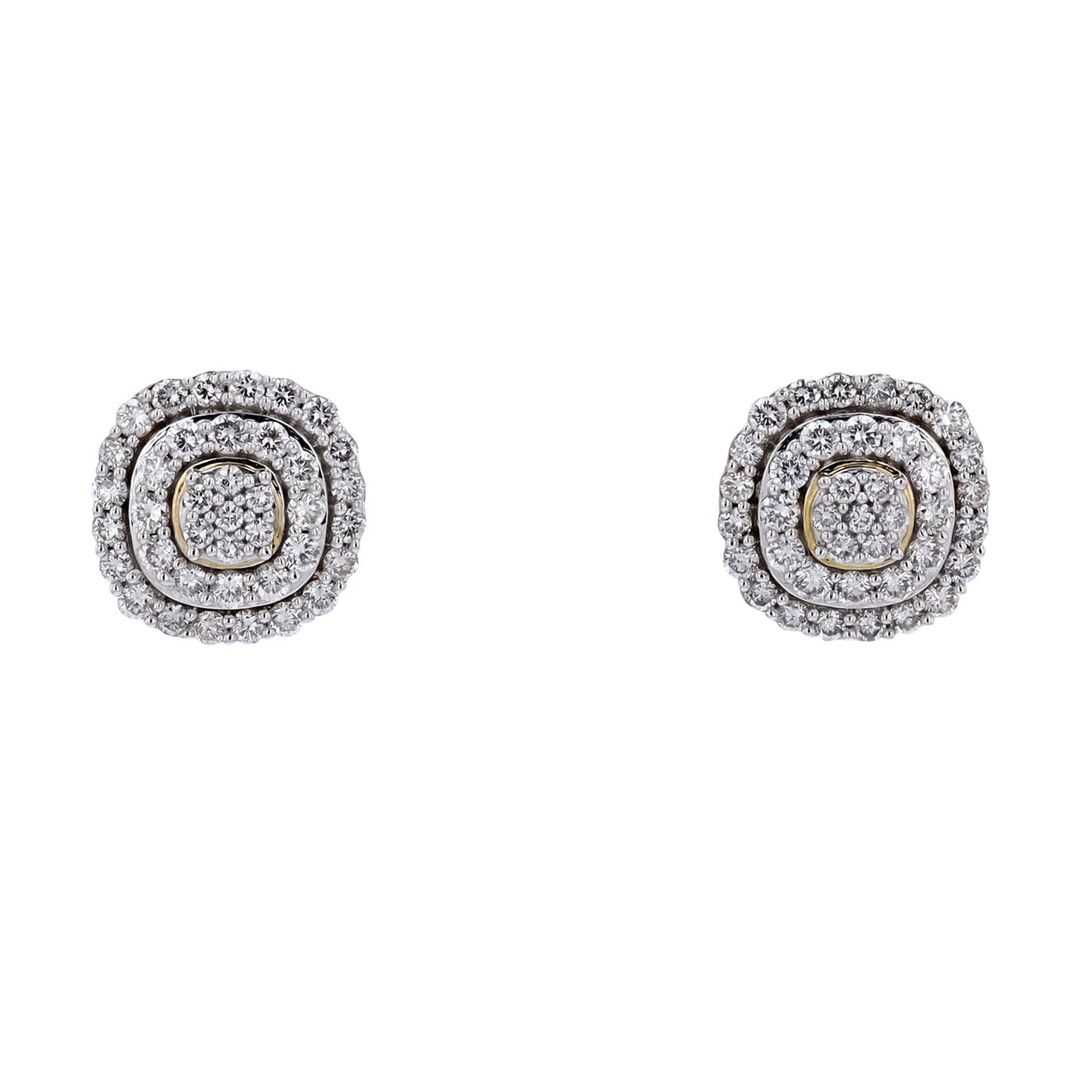 14K YG 1.50 CTW Diamond Cluster Studs
