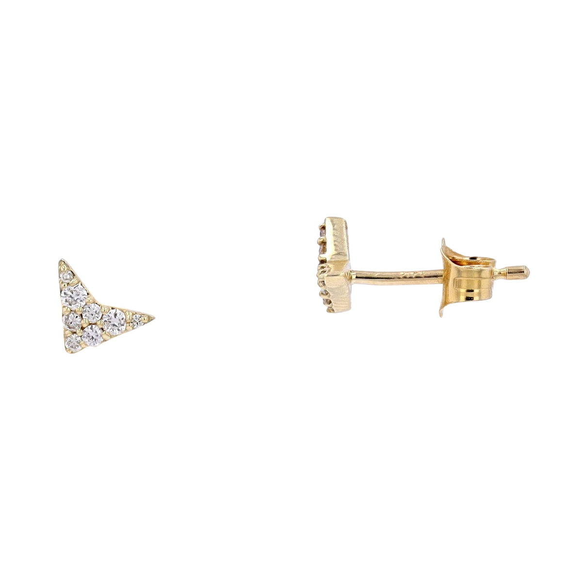 14K YG Diamond Triangle Studs