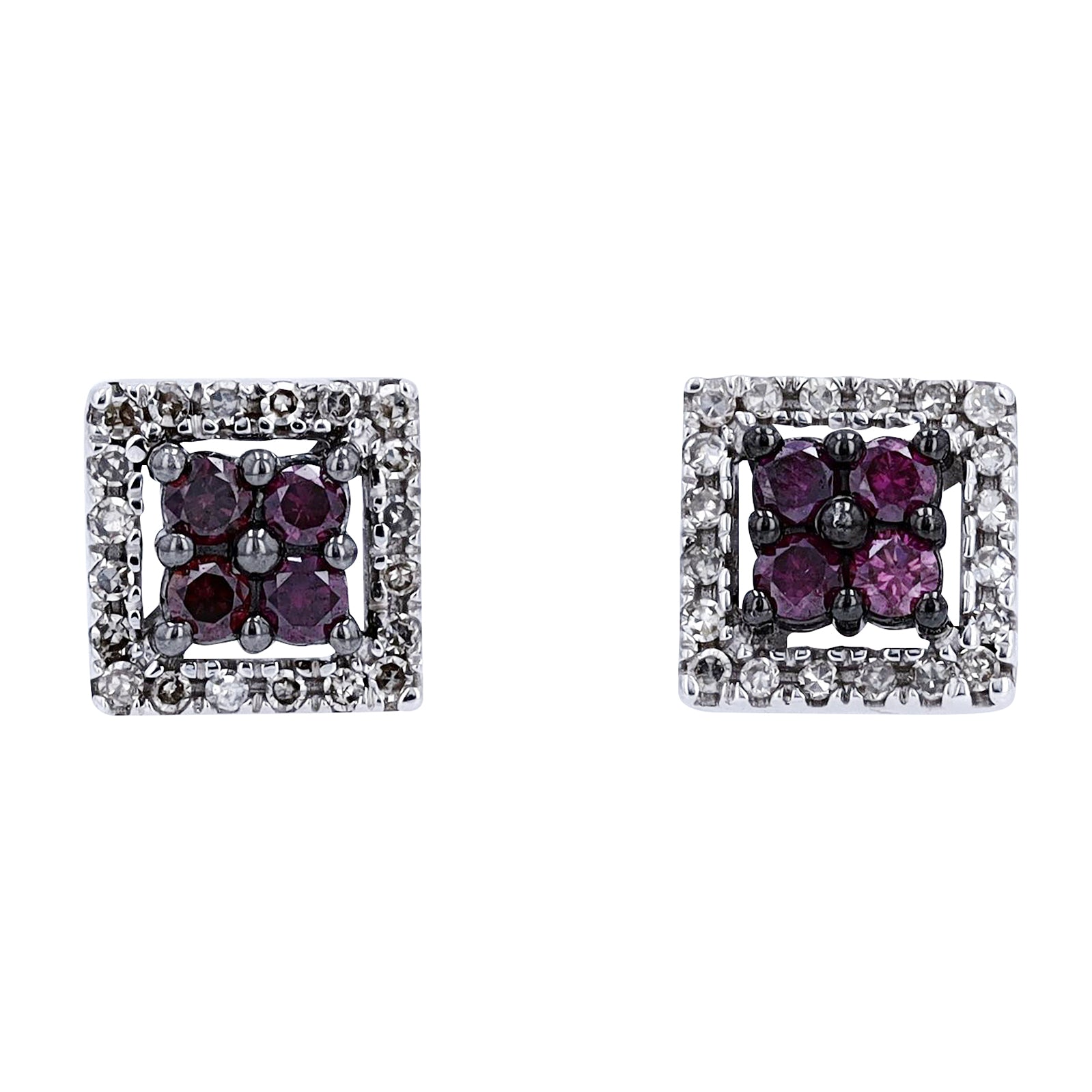 10K WG Treated Purple Diamond Stud Earrings