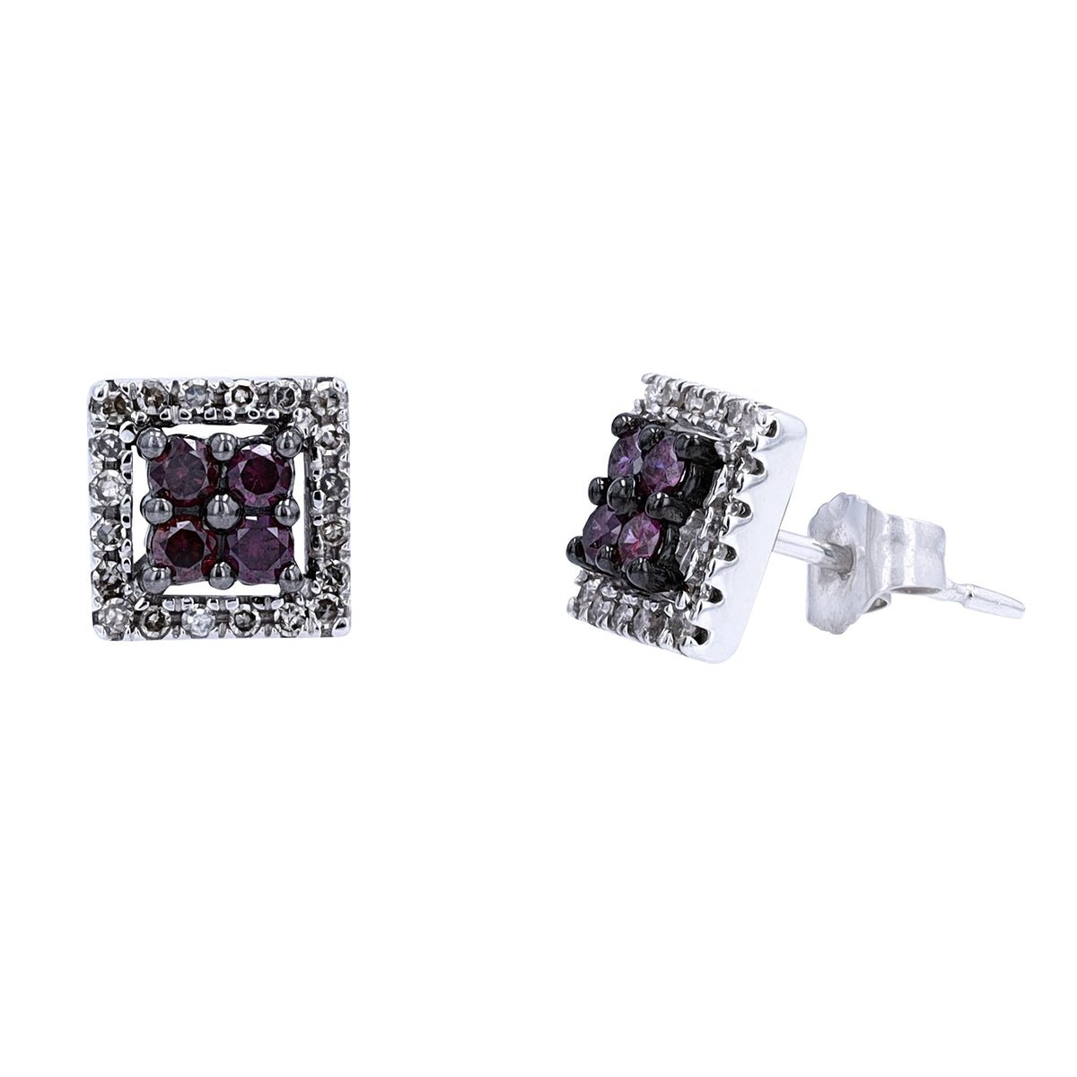 10K WG Treated Purple Diamond Stud Earrings