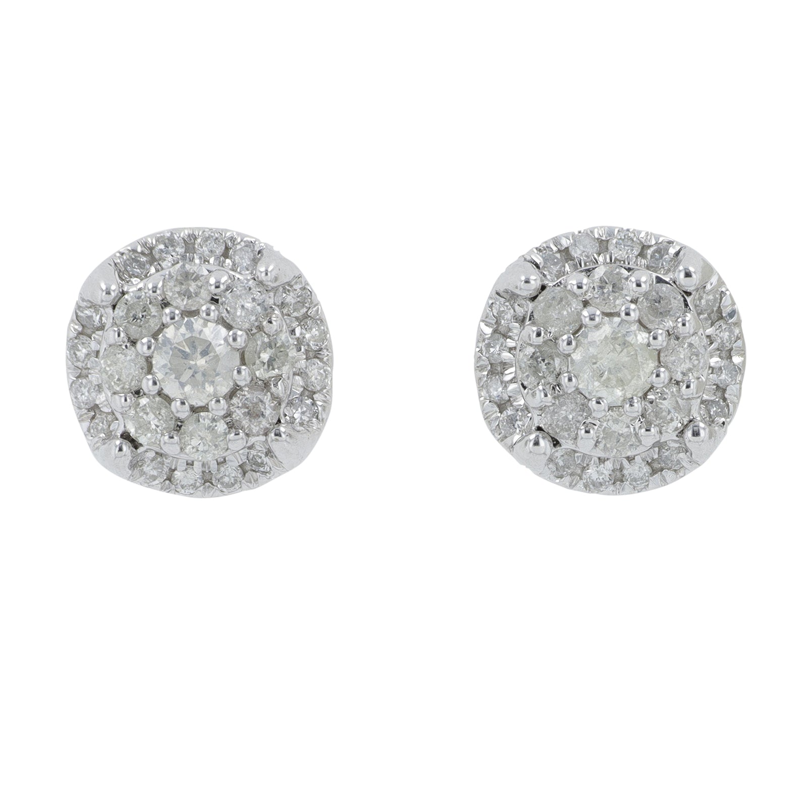 10K WG .50 CTW Diamond Cluster Studs