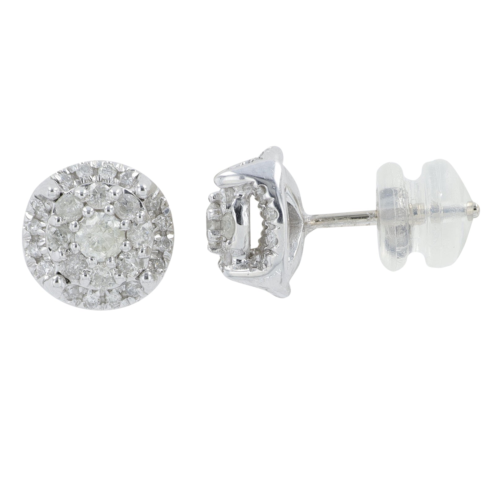10K WG .50 CTW Diamond Cluster Studs