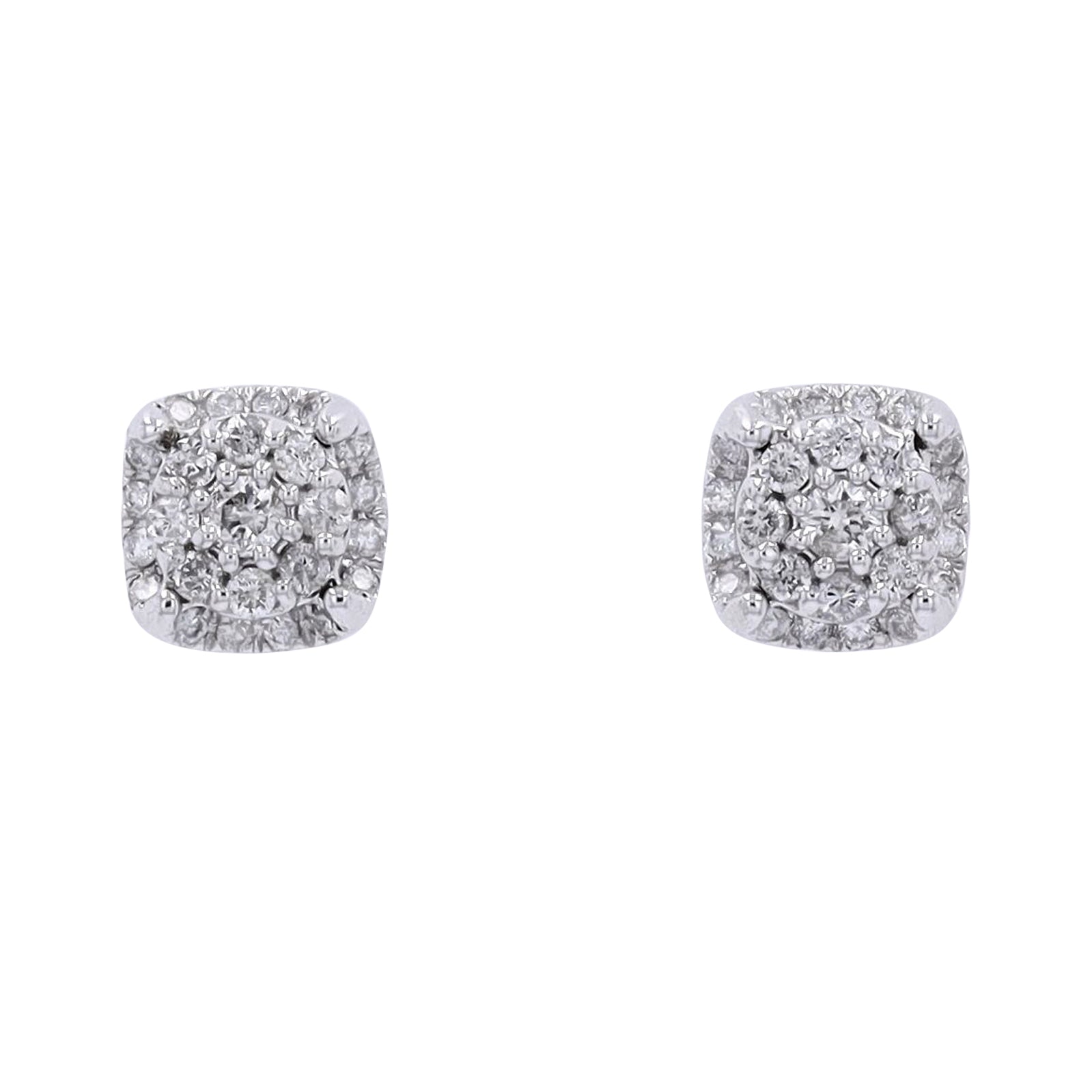 10K WG 1/2 CTW Diamond Square Cluster Studs