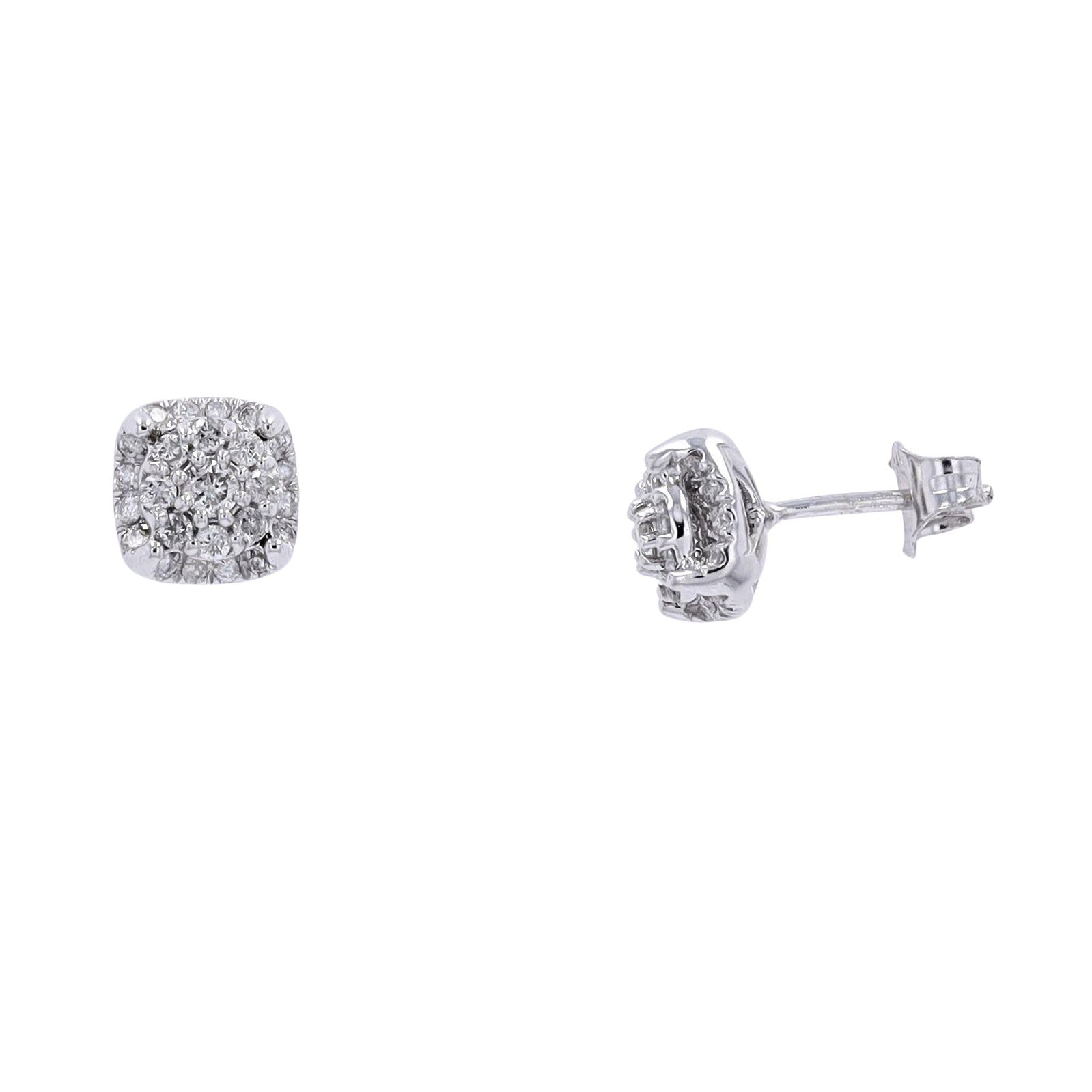 10K WG 1/2 CTW Diamond Square Cluster Studs