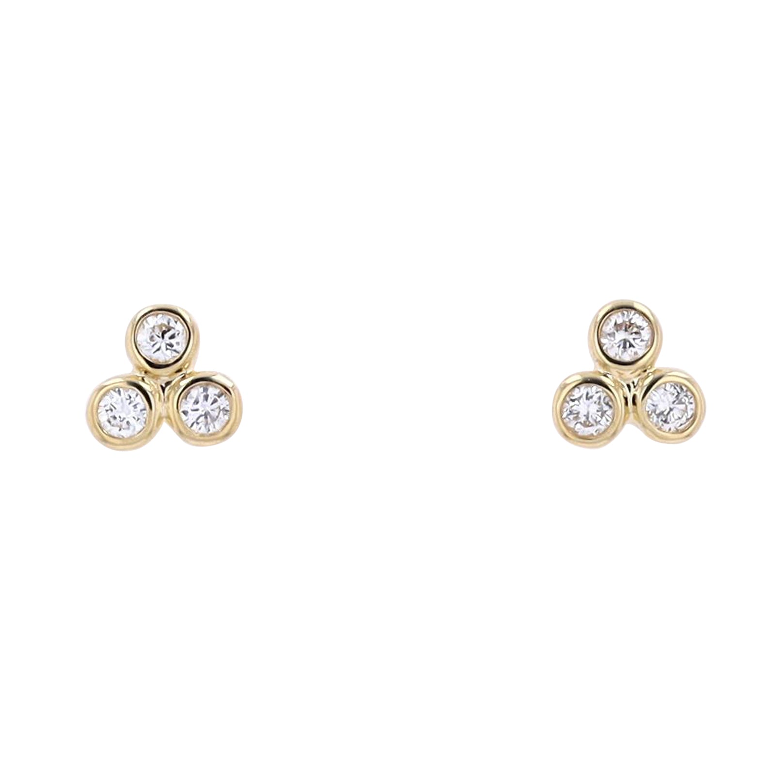 10K Three Stone Bezel Set Studs<p><strong>More Colors Available</p></strong>