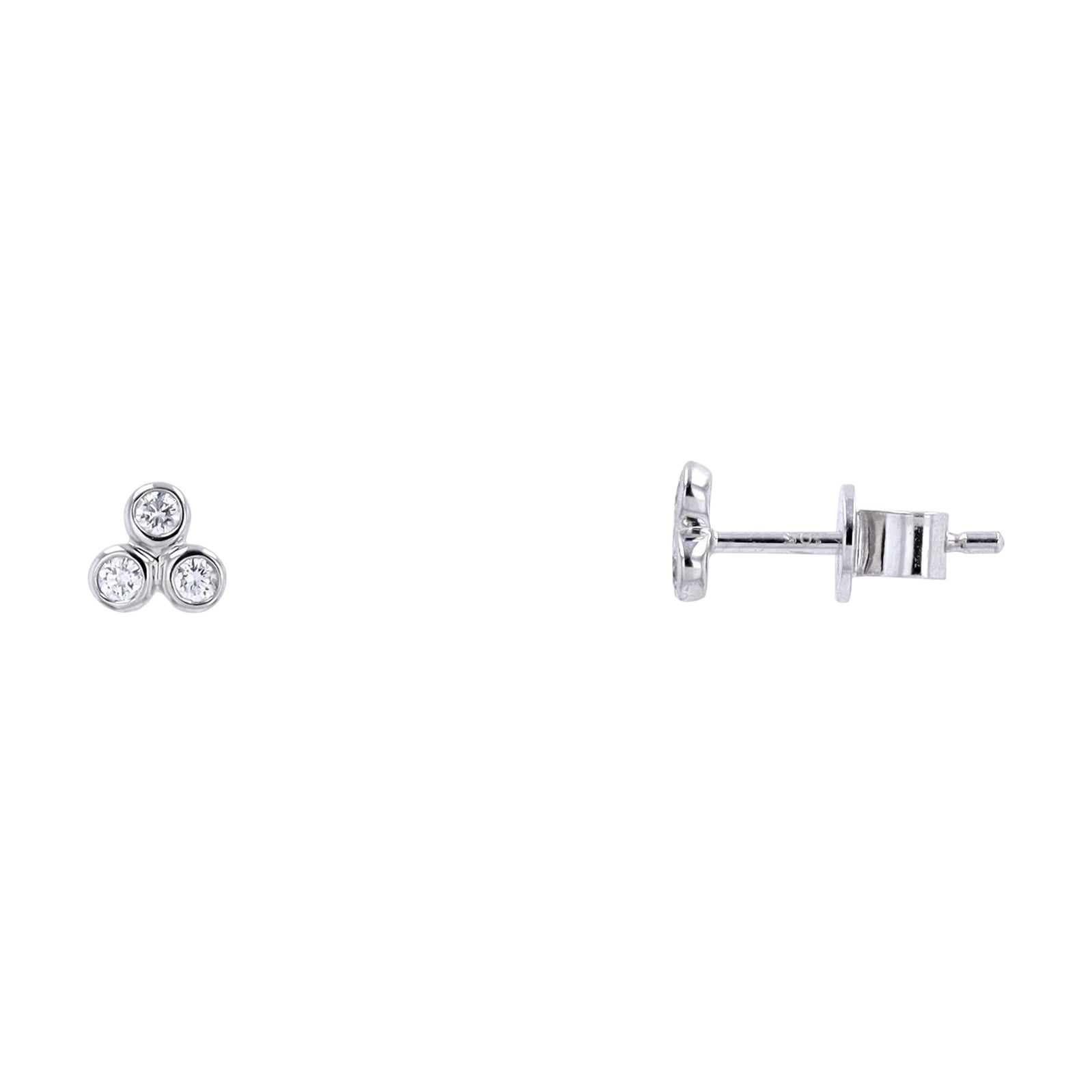 10K Three Stone Bezel Set Studs<p><strong>More Colors Available</p></strong>