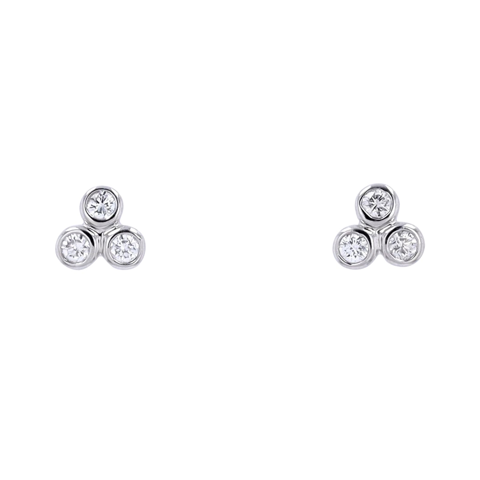 10K Three Stone Bezel Set Studs<p><strong>More Colors Available</p></strong>