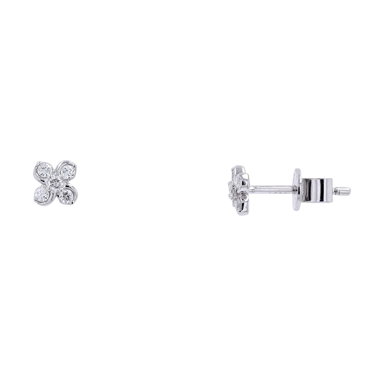 14K WG .15 CTW Diamond Flower Studs