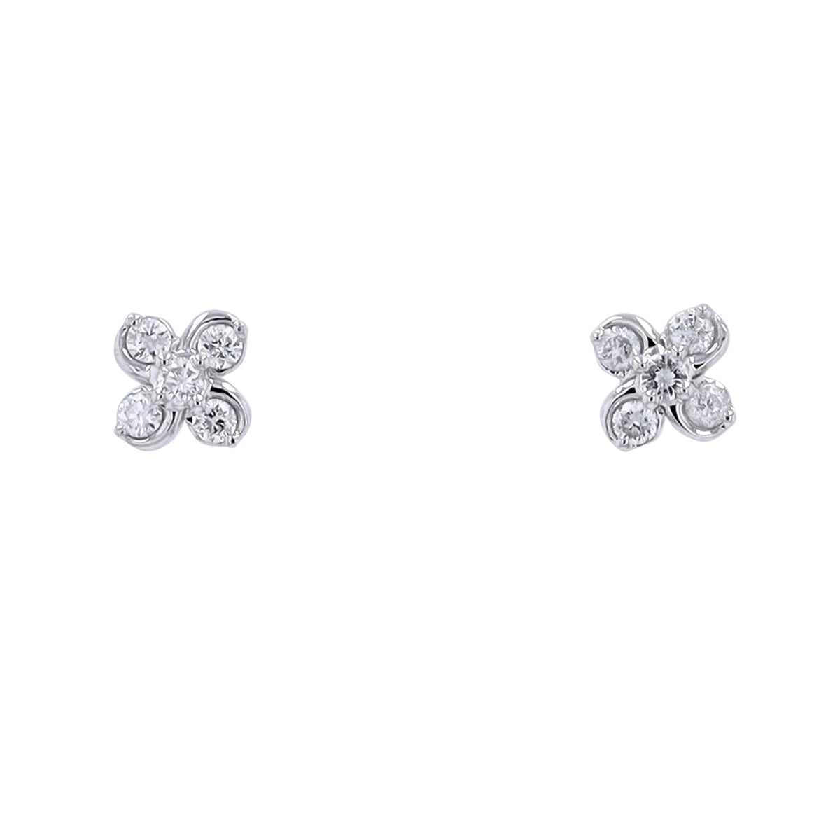 14K WG .15 CTW Diamond Flower Studs