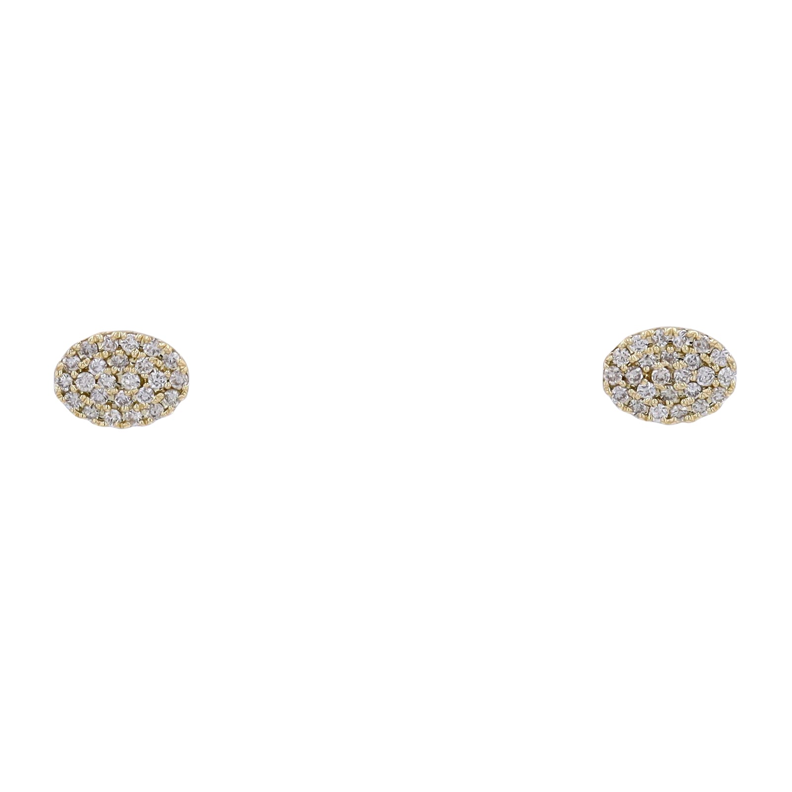 14K YG Oval Cluster Studs