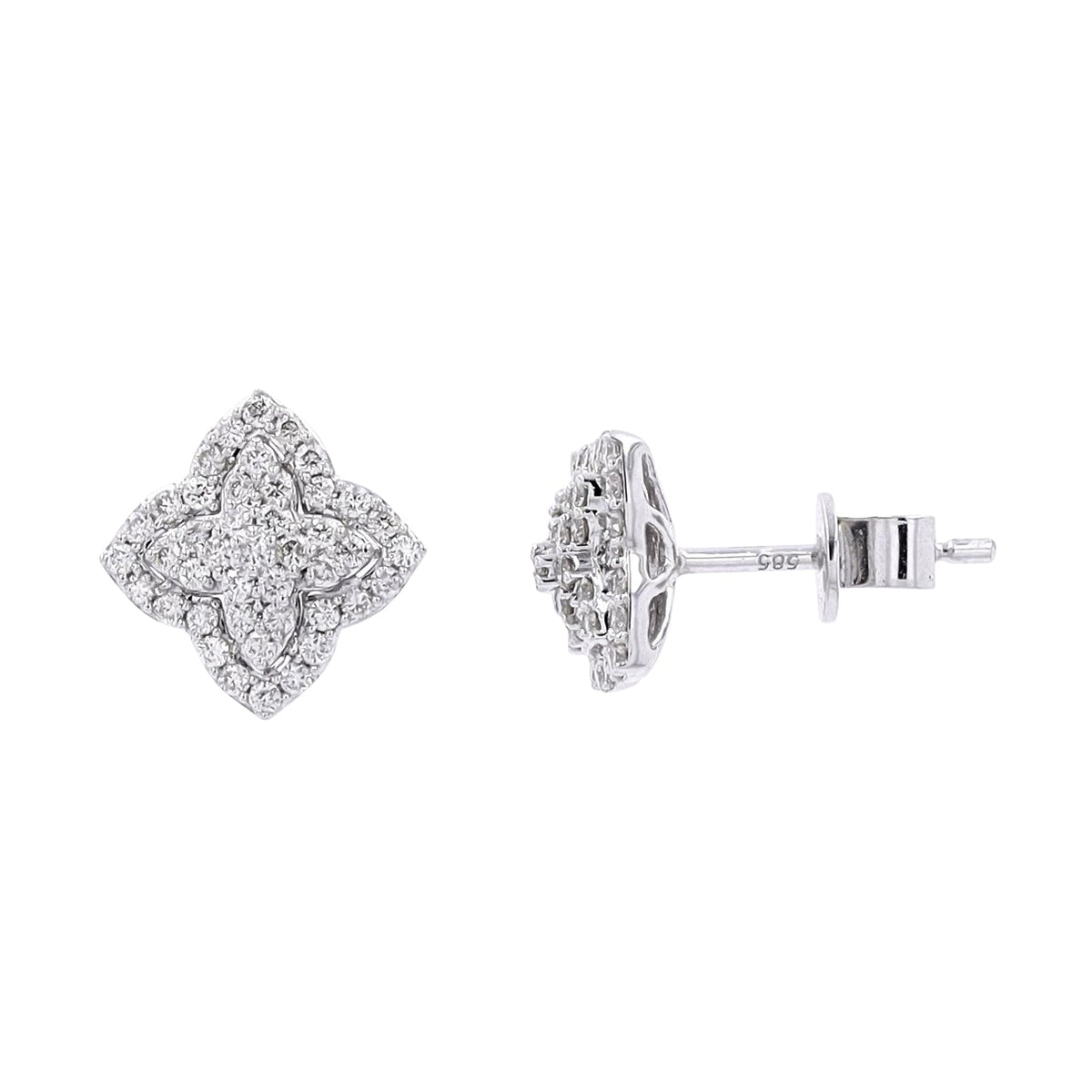 14K WG 0.56 CTW Diamond Cluster Studs