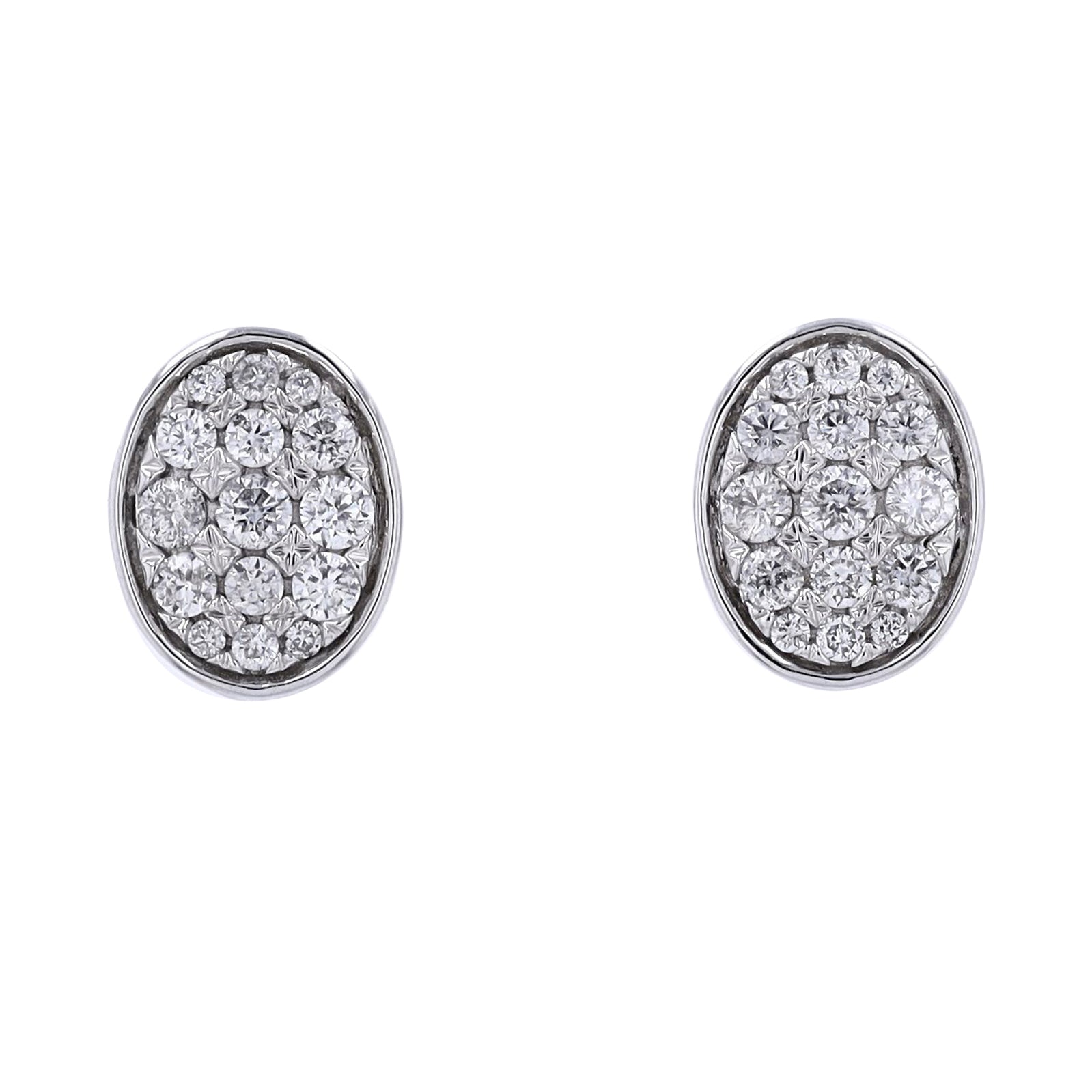 10K WG 1/2 CTW Diamond Oval Cluster Studs