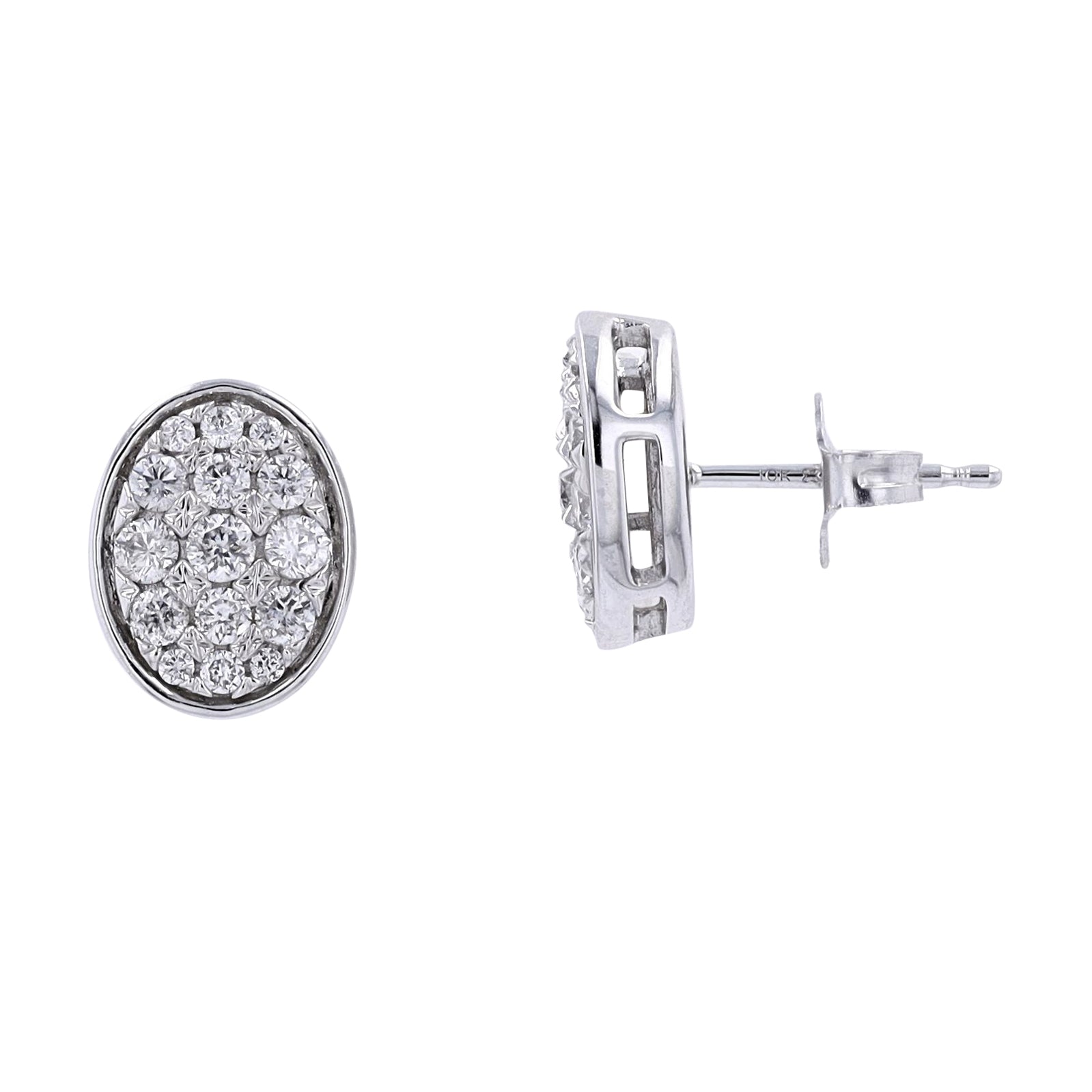 10K WG 1/2 CTW Diamond Oval Cluster Studs