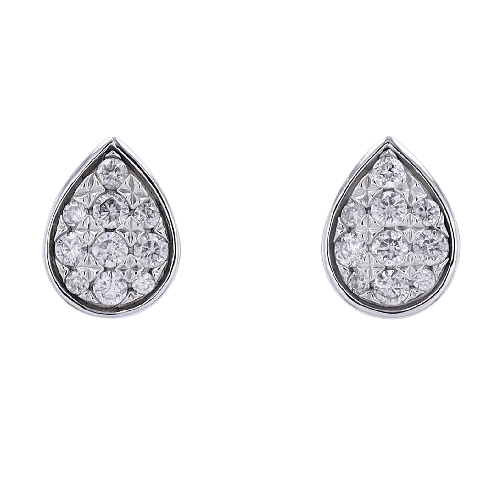 10K WG 1/2 CTW Diamond Pear Cluster Studs
