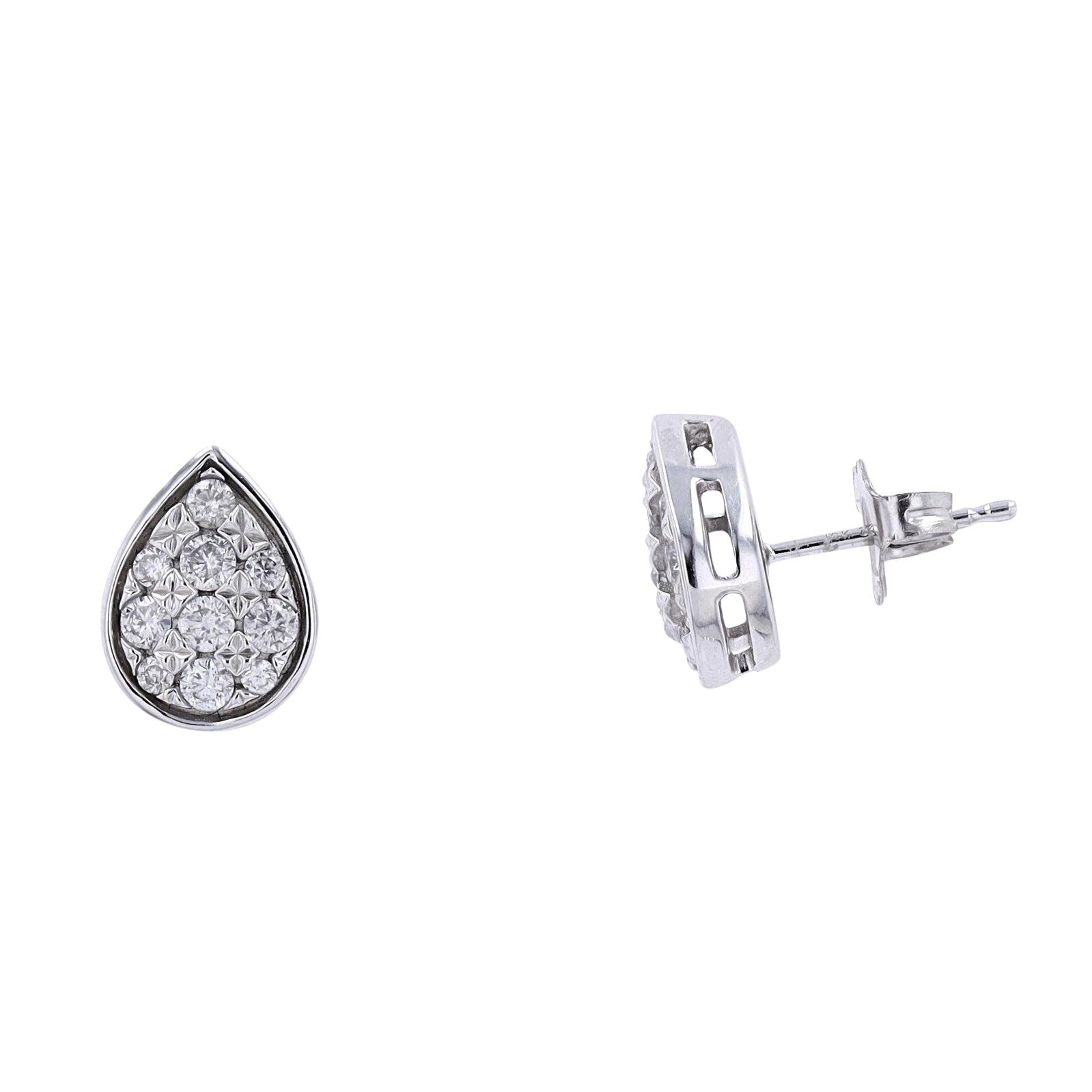 10K WG 1/2 CTW Diamond Pear Cluster Studs