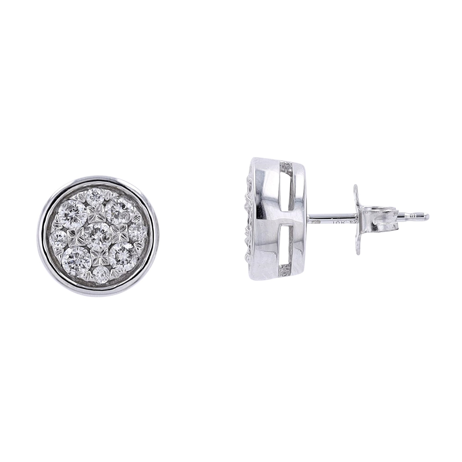 10K WG 1/2 CTW Diamond Circle Cluster Studs