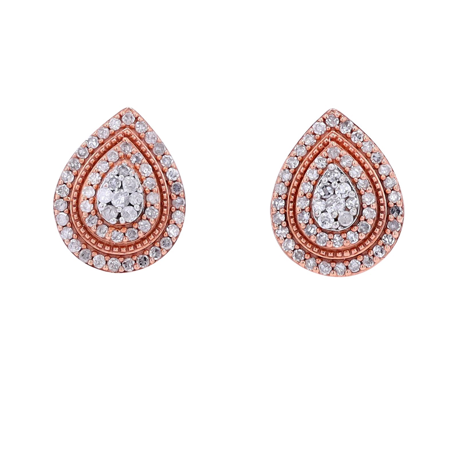 10K RG 0.60 CT Drop Cluster Diamond Studs