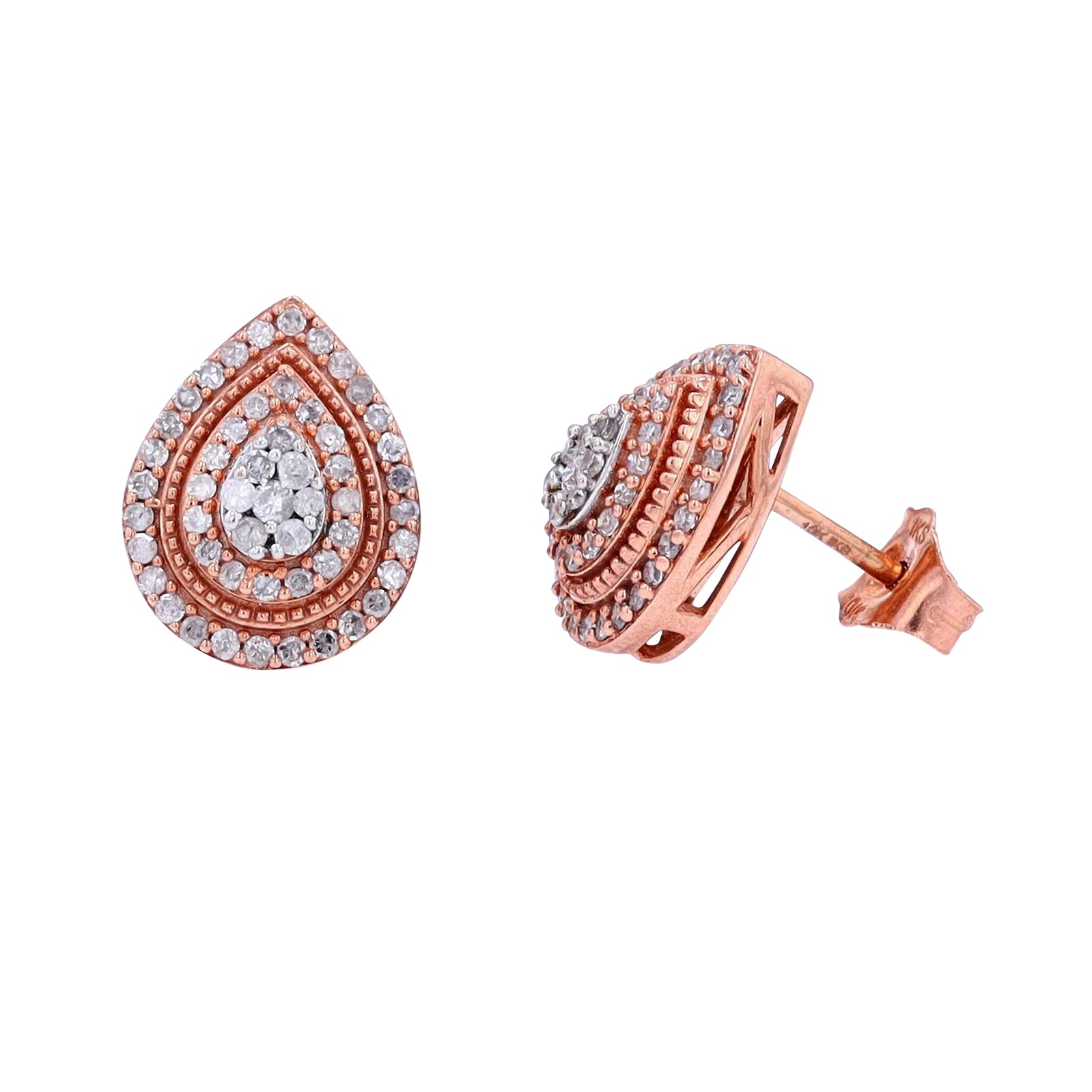 10K RG 0.60 CT Drop Cluster Diamond Studs