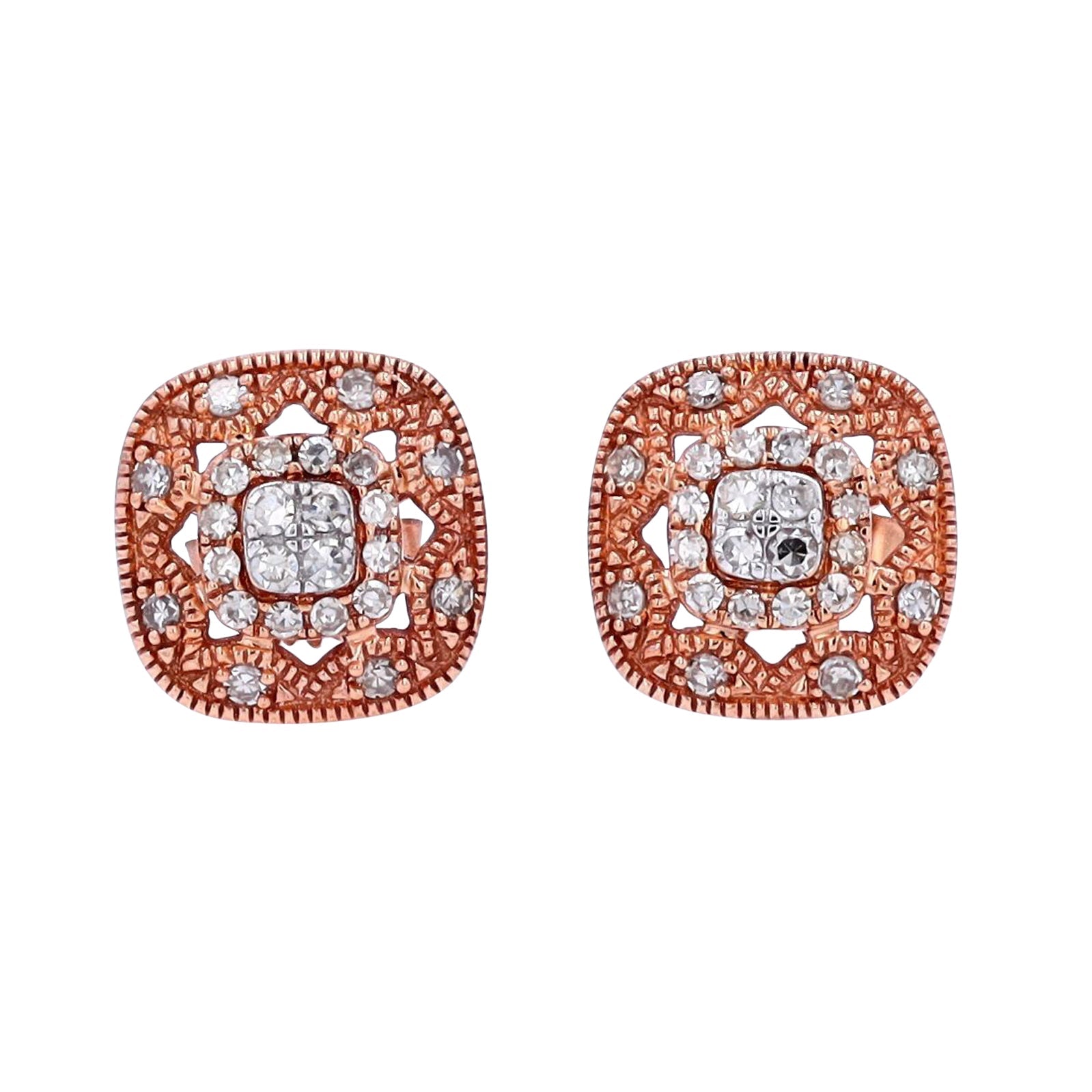 10K RG 0.40 CT Cluster Diamond Studs