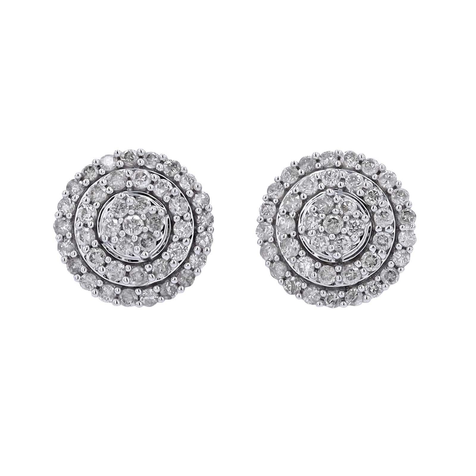 14K WG 1.20 CTW Diamond Cluster Studs