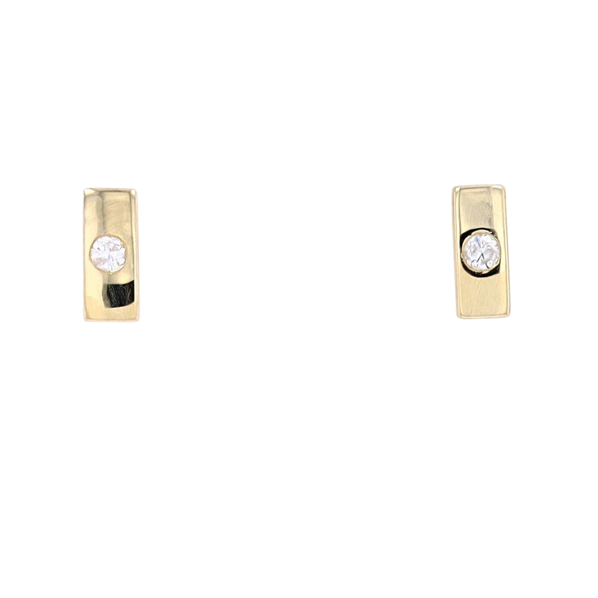 14K YG .03 CTW Diamond Bar Studs