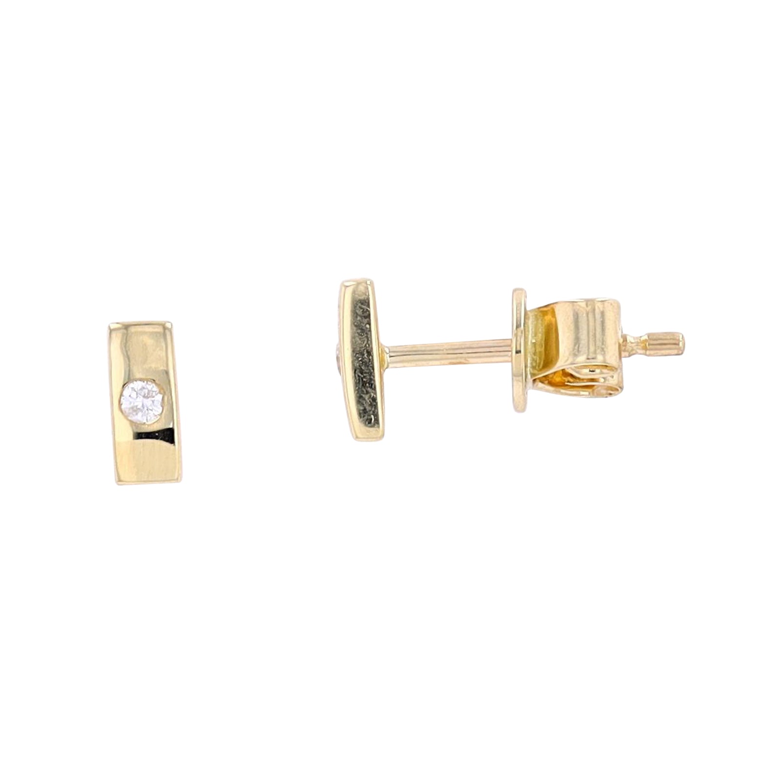 14K YG .03 CTW Diamond Bar Studs