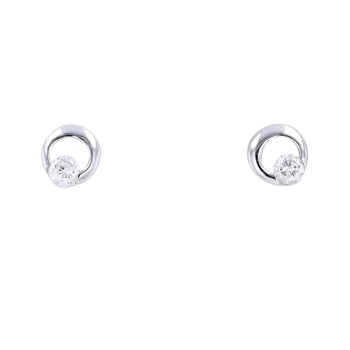 14K WG .11 CTW Diamond Circle Studs