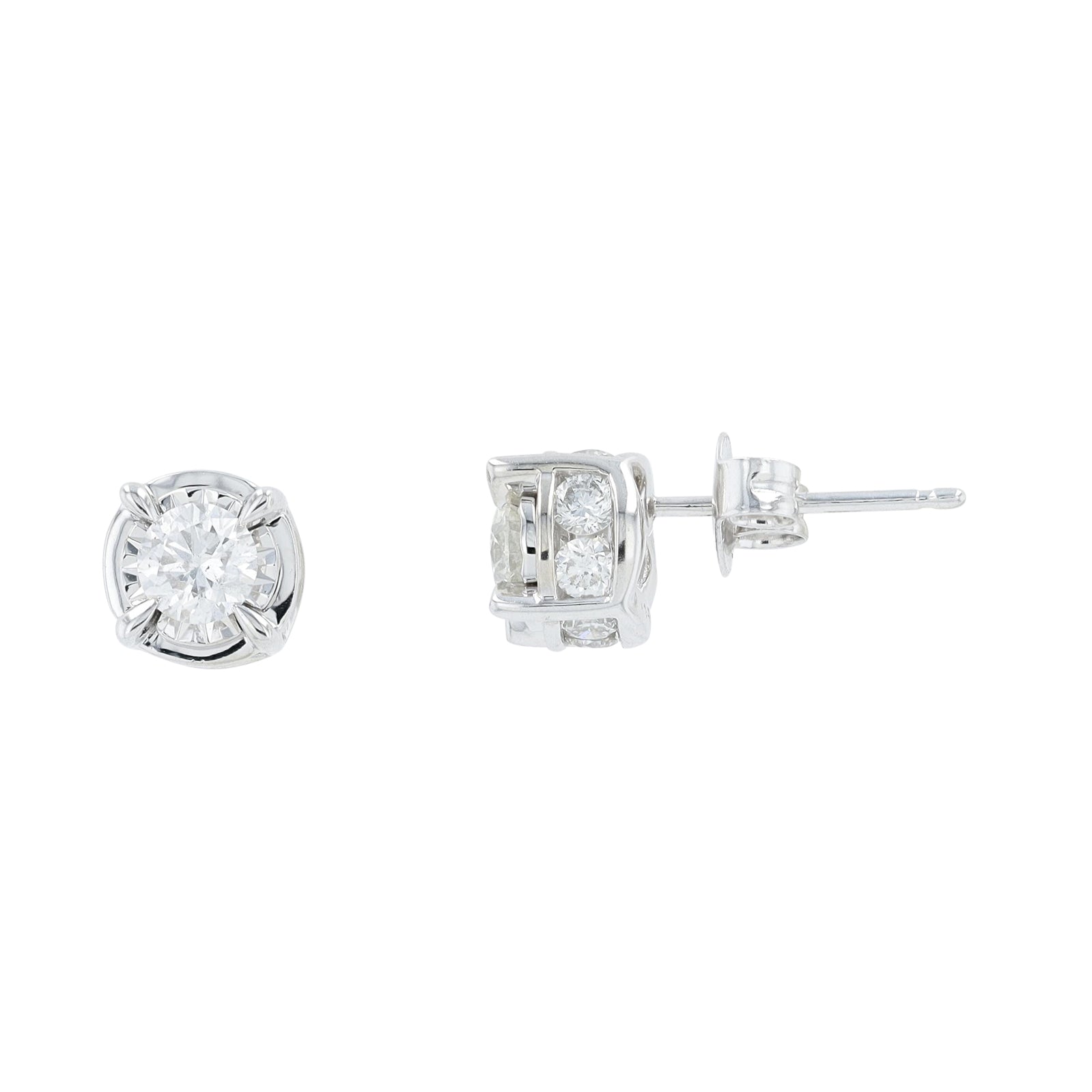 14K WG 0.30 CT Center Halo Studs
