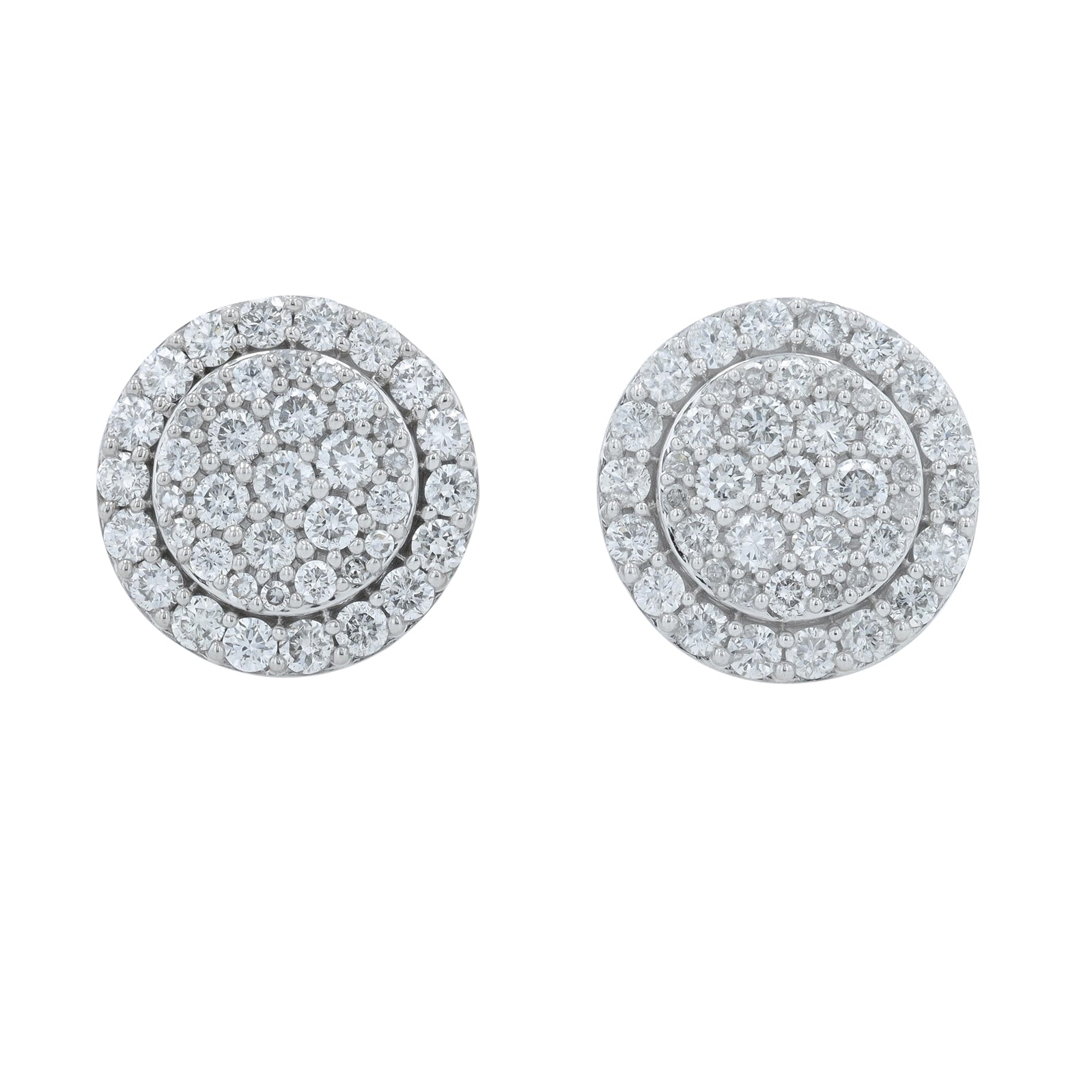 14K WG 1.50 CT Diamond Cluster Studs