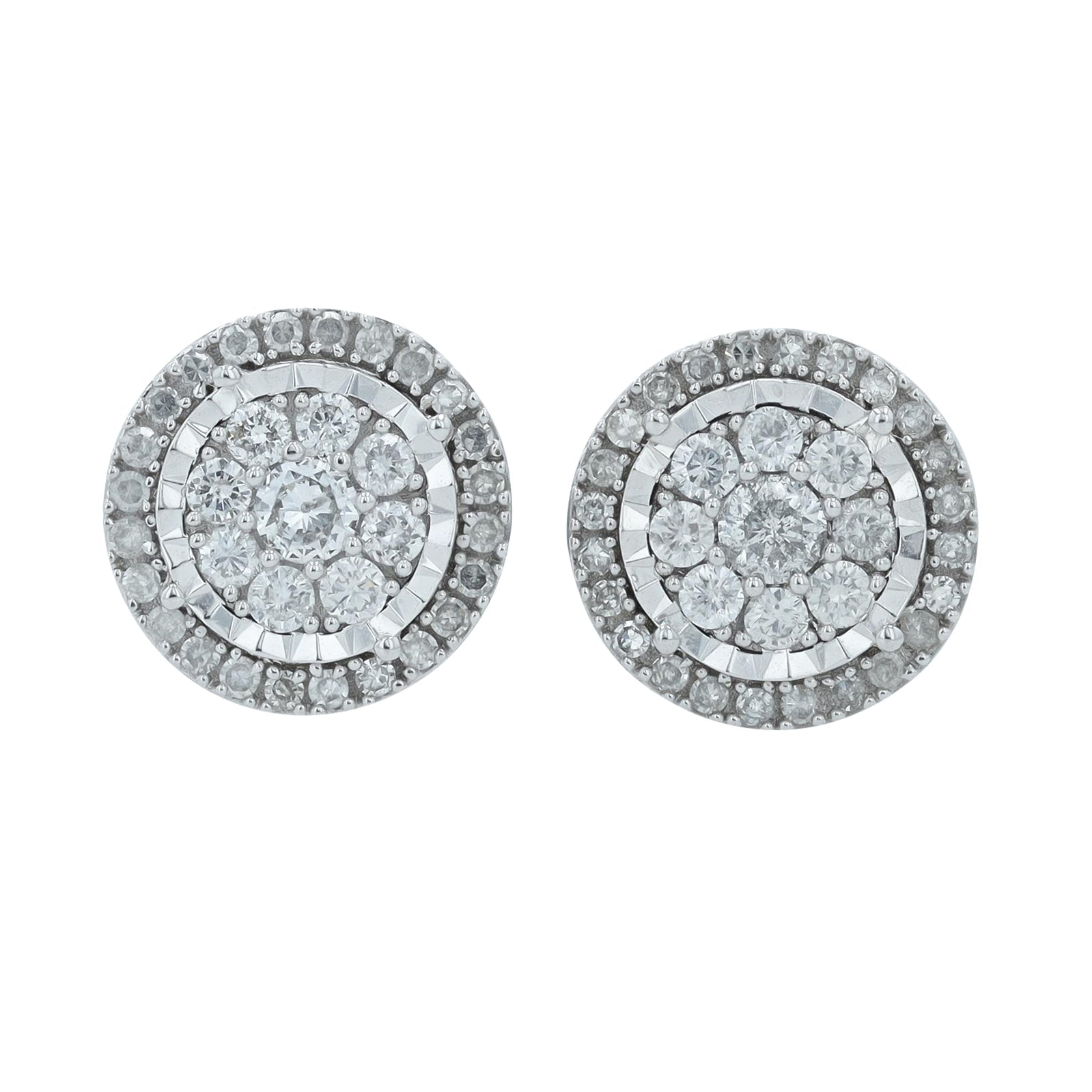 10K WG 1 CT Diamond Cluster Studs